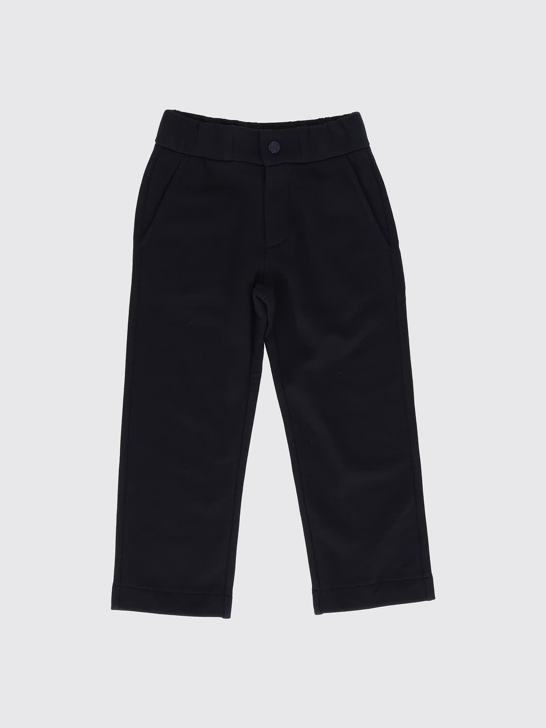 MONCLER HOSE: Lässige Baumwollhose Moncler für Jungen mit geradem Bein und elastischem Bund, Blau - Img 1