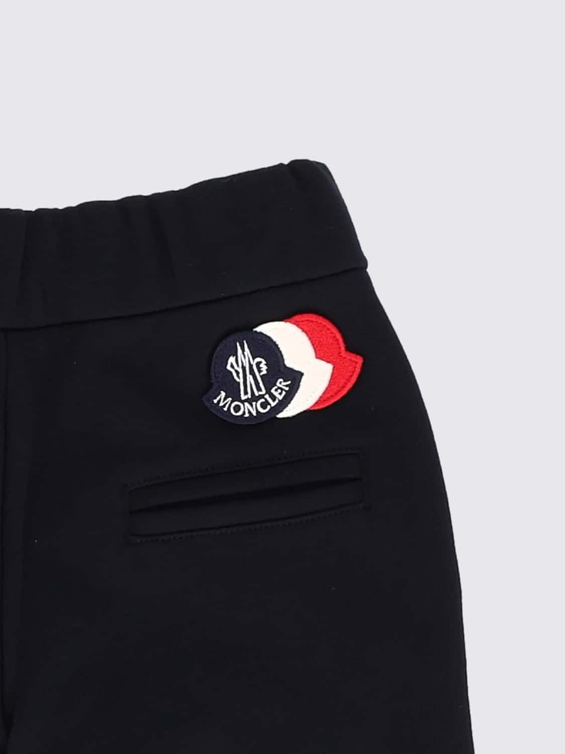 MONCLER HOSE: Lässige Baumwollhose Moncler für Jungen mit geradem Bein und elastischem Bund, Blau - Img 3