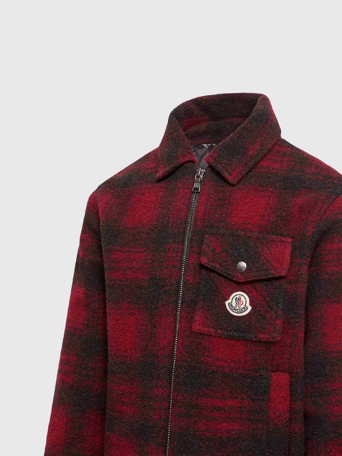 MONCLER JACKE: Hemdjacke Moncler für Jungen aus Wollmischung mit Tartanmuster und Logo-Patch, Rot - Img 3