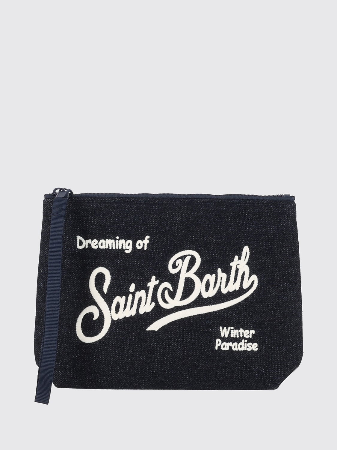 MC2 SAINT BARTH BORSA MINI: Mini borsa a mano Aline MC2 Saint Barth in denim di cotone con logo ricamato, Blue - Img 1