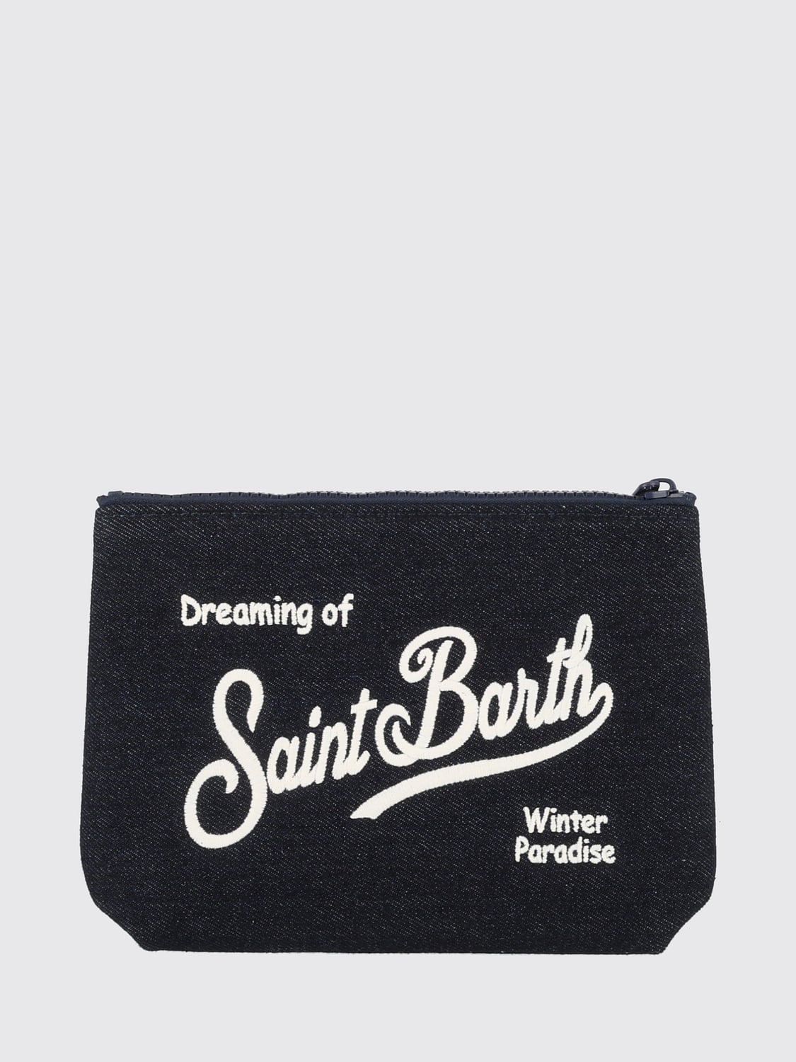 MC2 SAINT BARTH BORSA MINI: Mini borsa a mano Aline MC2 Saint Barth in denim di cotone con logo ricamato, Blue - Img 2