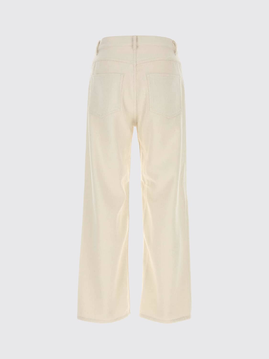 AURALEE PANTALONI: Pantaloni a gamba larga Auralee in pura seta con design a cinque tasche, Avorio - Img 3