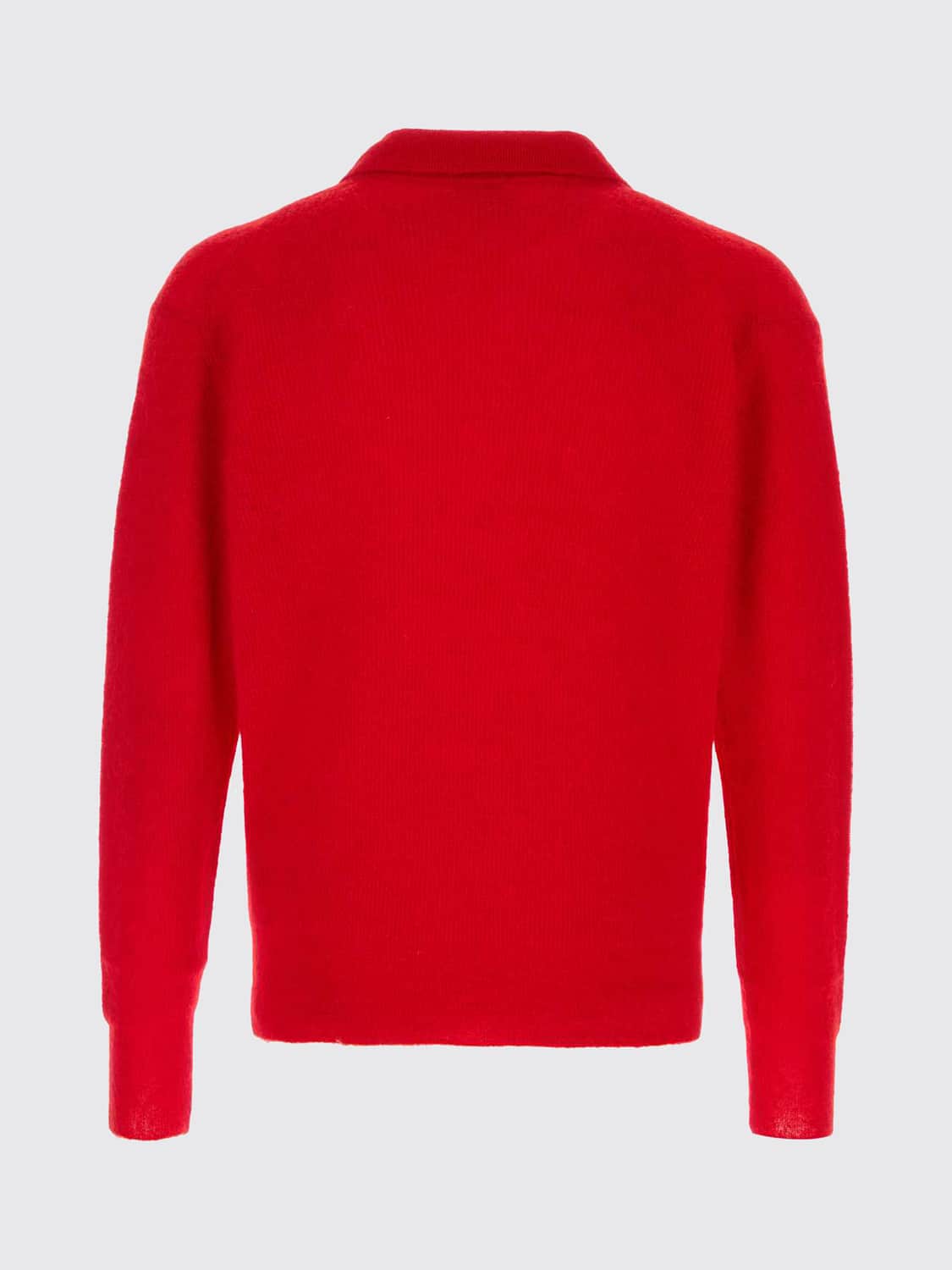 AURALEE POLO SHIRT: Long-Sleeved Alpaca Blend Knit Polo Auralee, Red - Img 3