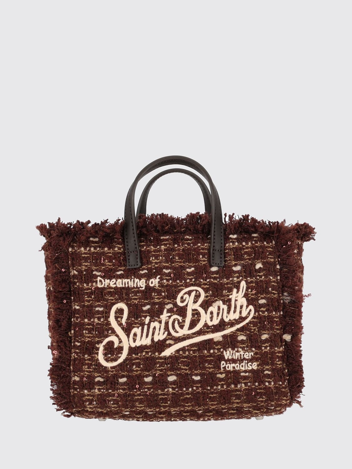 MC2 SAINT BARTH BORSA MINI: Mini borsa a mano Vanity MC2 Saint Barth in tweed con logo ricamato, Fantasia - Img 1