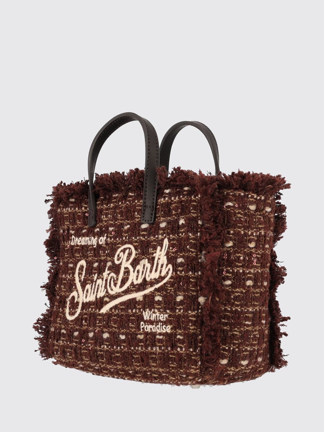 MC2 SAINT BARTH BORSA MINI: Mini borsa a mano Vanity MC2 Saint Barth in tweed con logo ricamato, Fantasia - Img 2