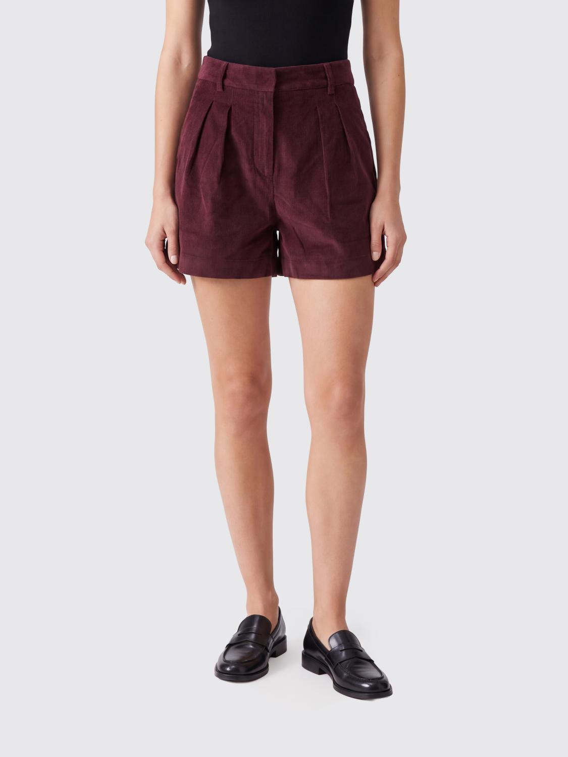 MC2 SAINT BARTH SHORTS: Samt-Shorts MC2 Saint Barth mit Bundfalten und Gürtelschlaufen, Violett - Img 1