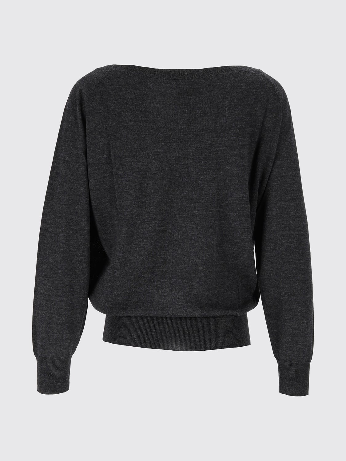 MC2 SAINT BARTH TOP: Top de punto de manga larga MC2 Saint Barth de pura lana merina con cuello redondo, Gris - Img 3