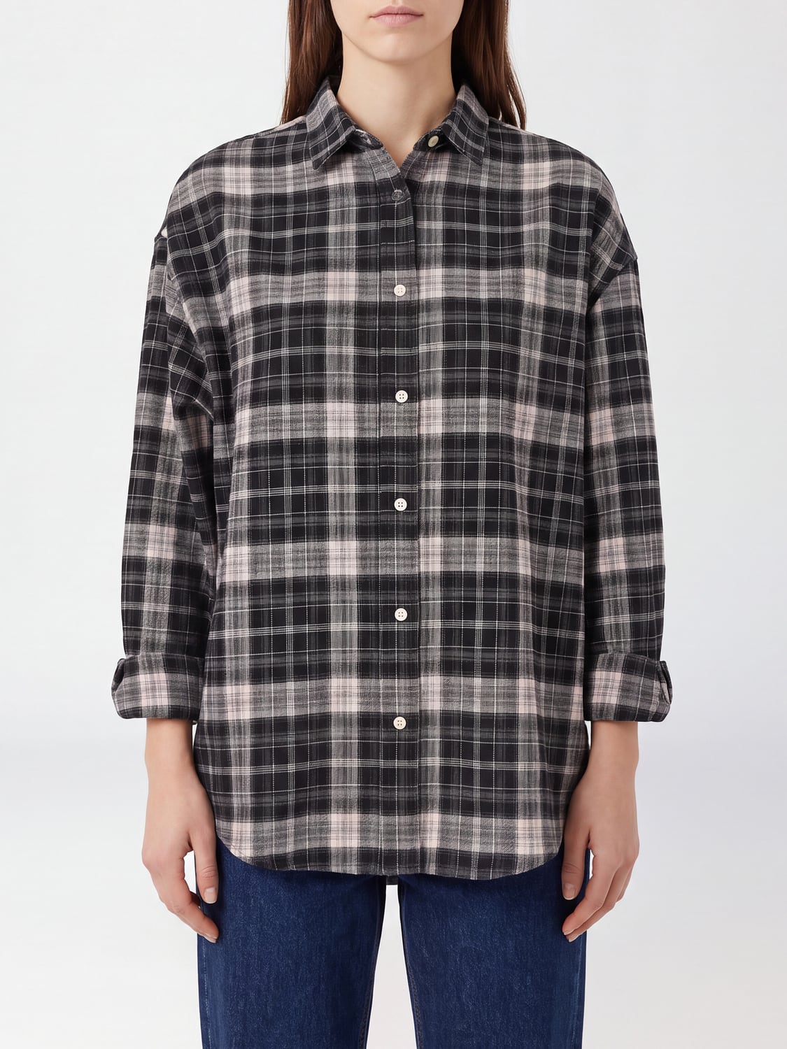 MC2 SAINT BARTH CAMISA: Camisa de cuadros de manga larga MC2 Saint Barth en mezcla de viscosa, Negro - Img 1