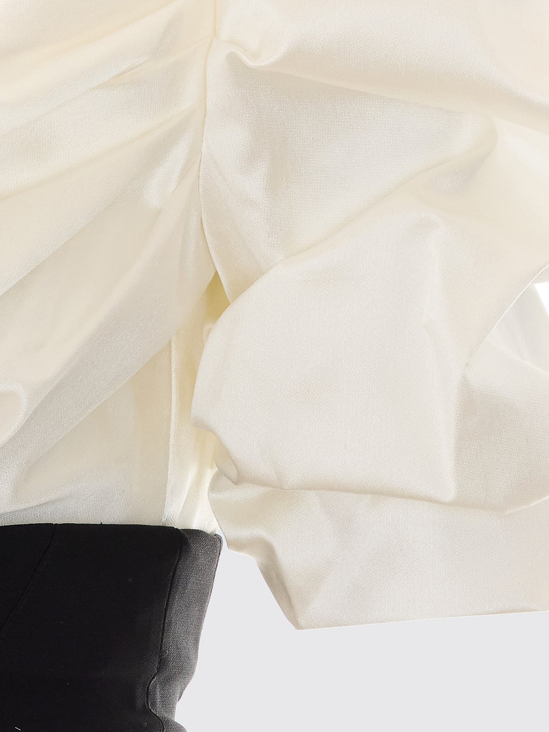 ELISABETTA FRANCHI ABITO: Abito lungo da sera Elisabetta Franchi in crêpe bicolore con scollo a V e spacco, Avorio - Img 4
