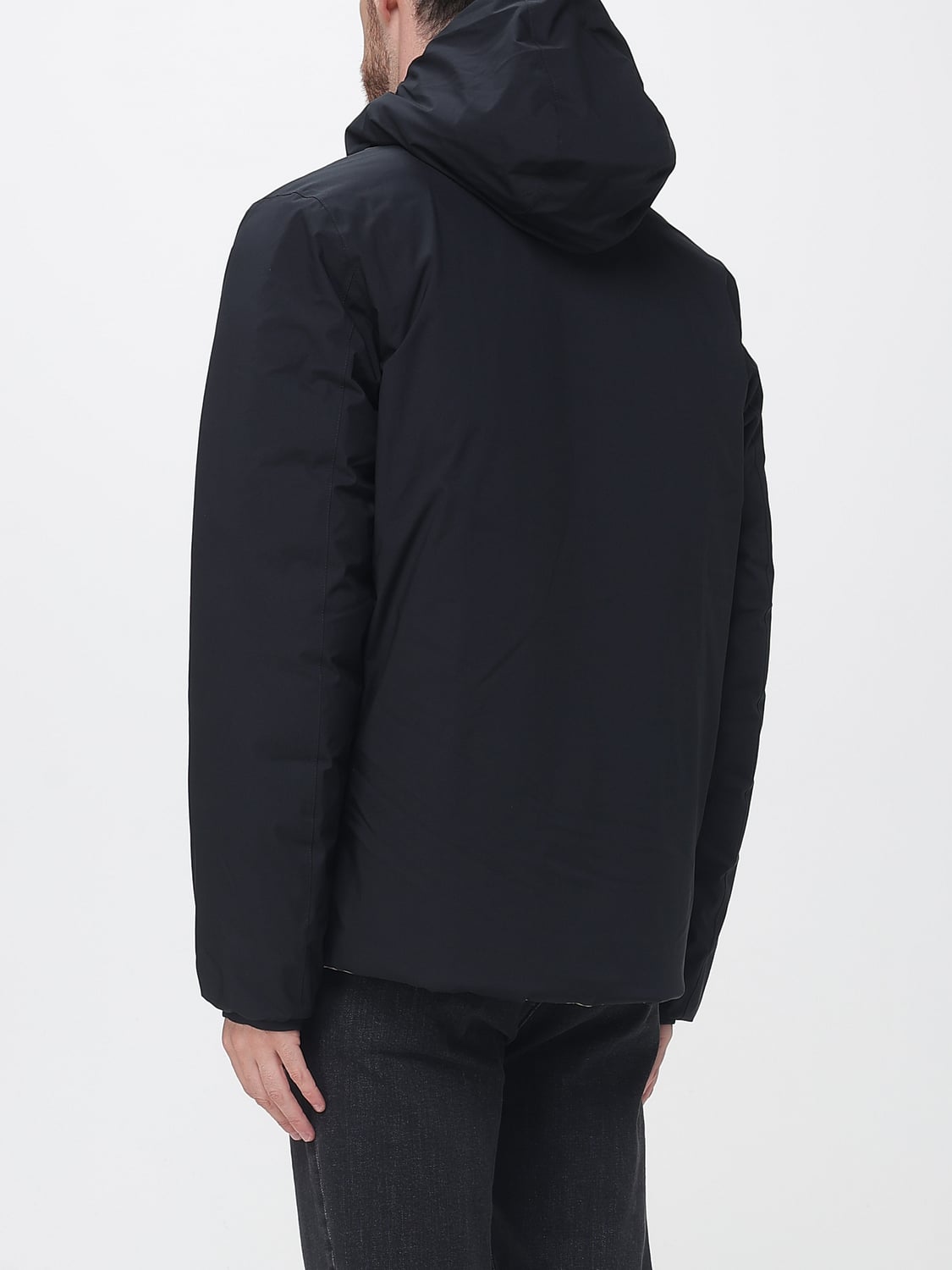 K-WAY JACKET: K-Way Jack Reversible and Waterproof Hooded Puffer Jacket in Technical Fabric, Black - Img 2