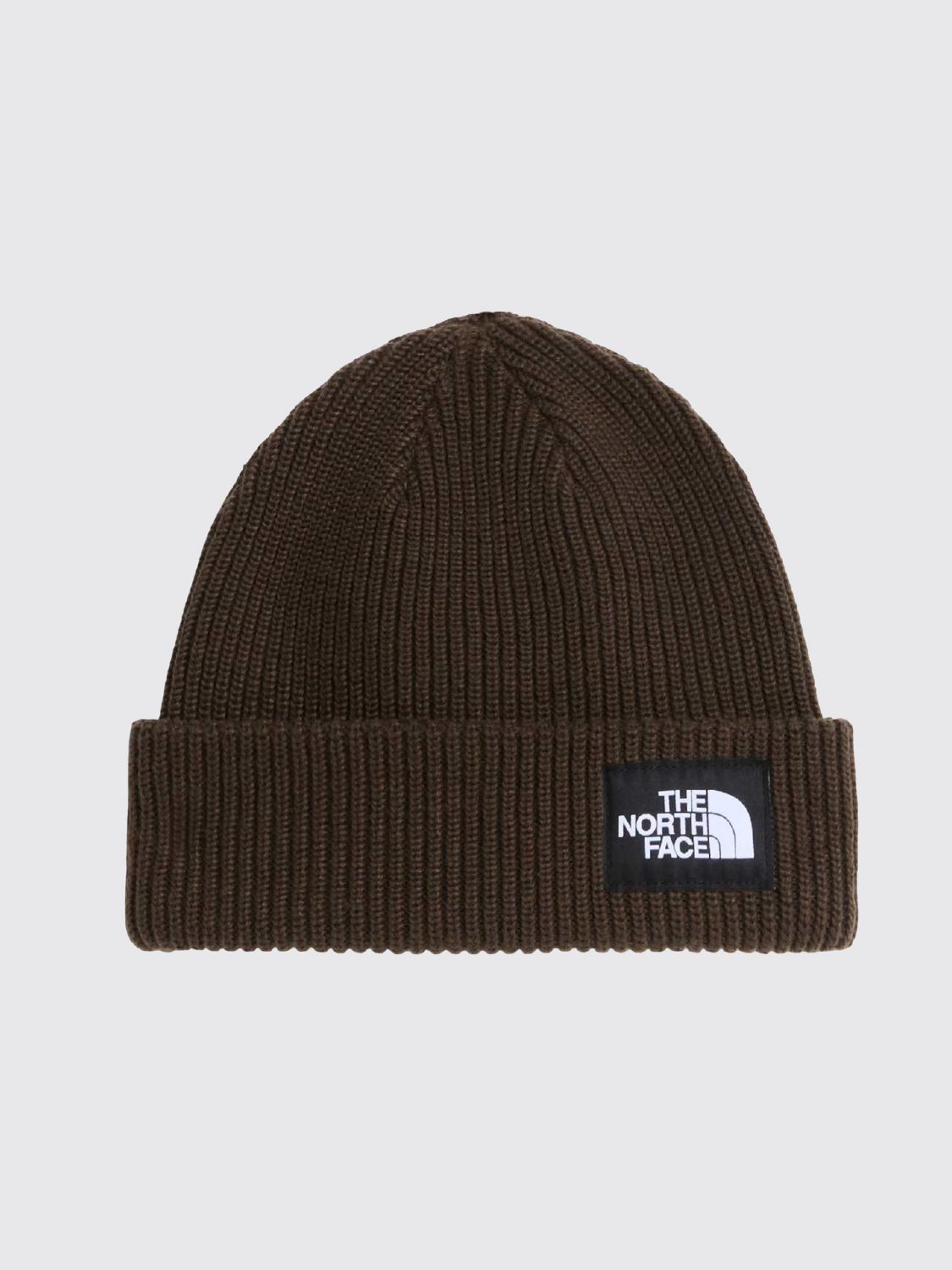 THE NORTH FACE HAT: Salty Lined Ribbed Beanie The North Face with Inner Lining and Logo, Brown - Img 1