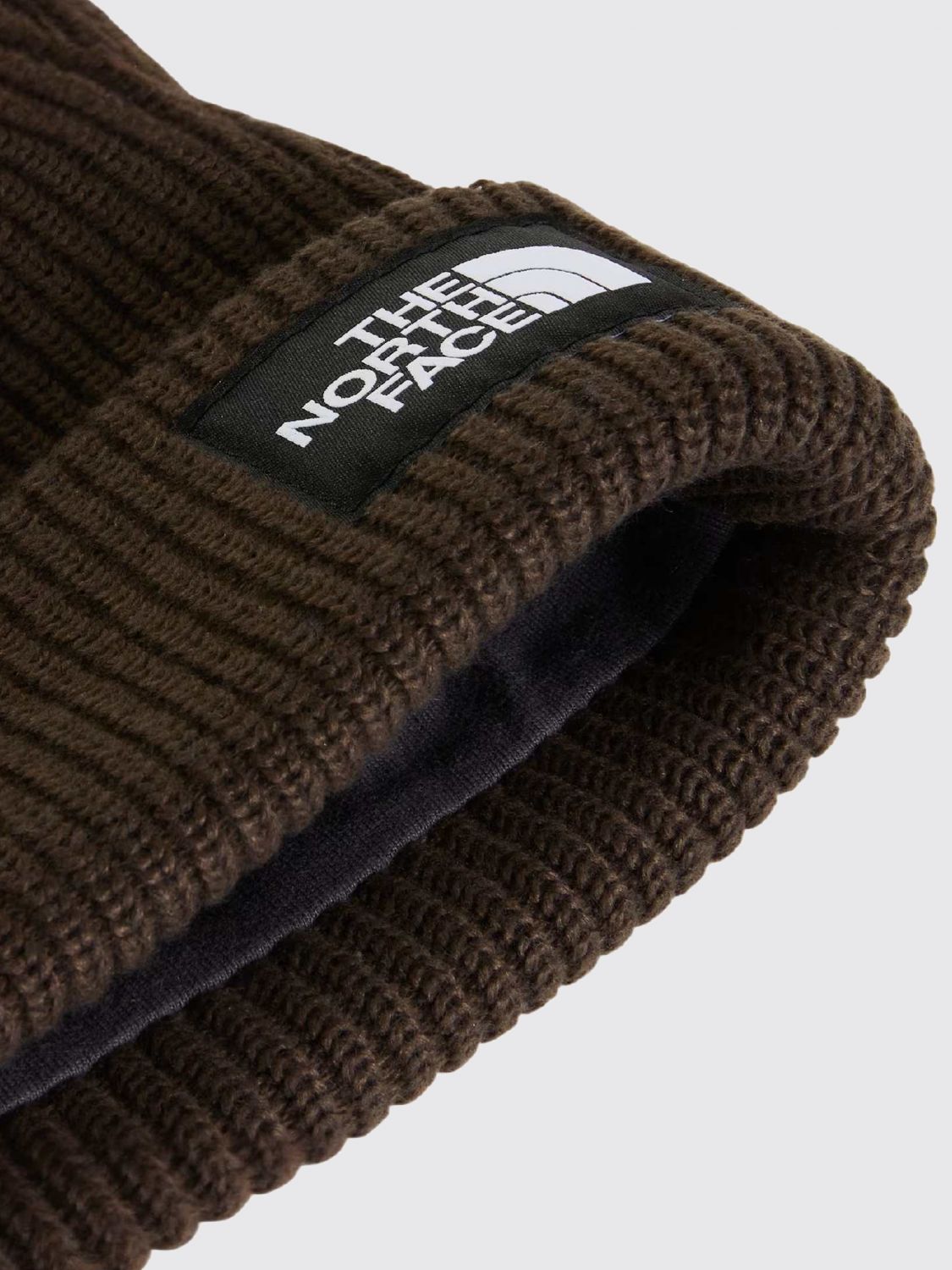 THE NORTH FACE HAT: Salty Lined Ribbed Beanie The North Face with Inner Lining and Logo, Brown - Img 2