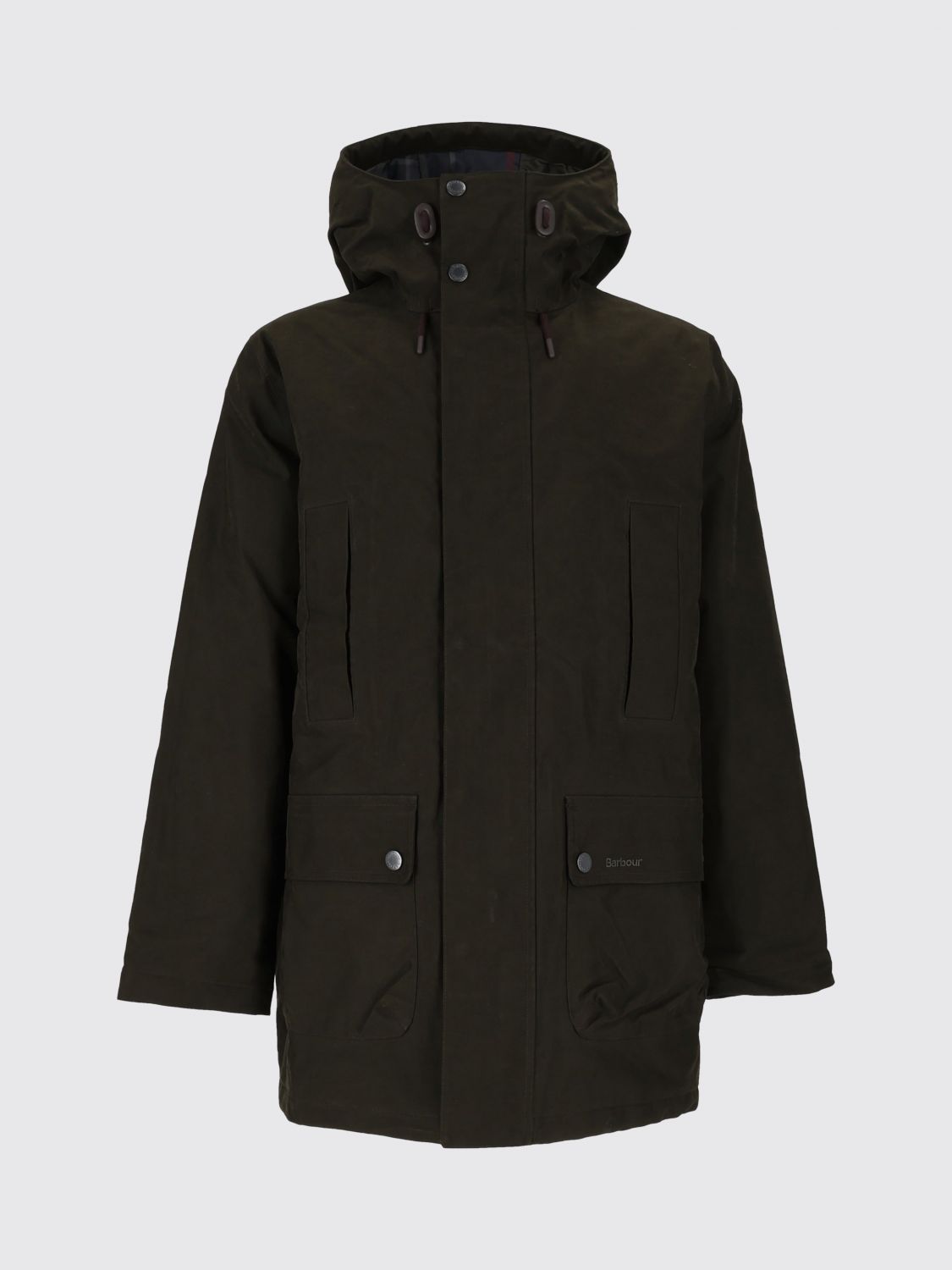 BARBOUR 大衣: BARBOUR 及膝棉混纺派克大衣,配有兜帽和隐藏式开合, 米色 - Img 2