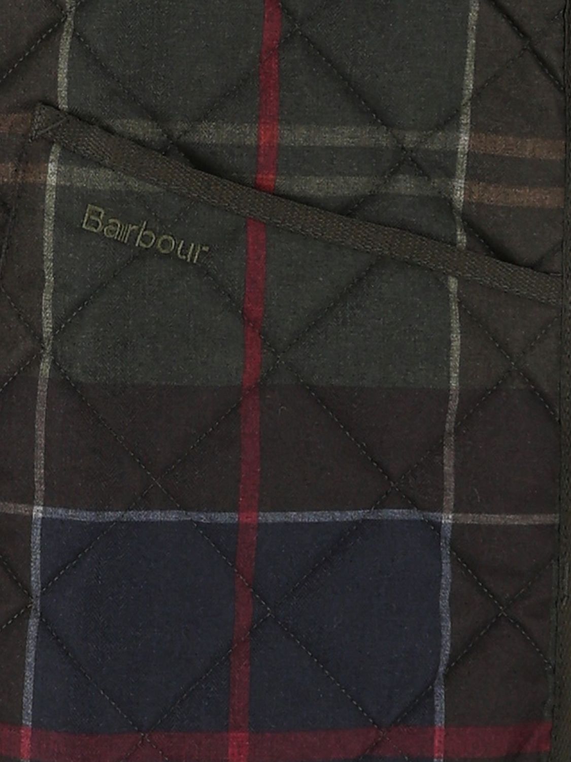 BARBOUR 西装马甲: BARBOUR 填充聚酯纤维马甲,饰有格子花呢图案和 V 领, 绿色 - Img 4