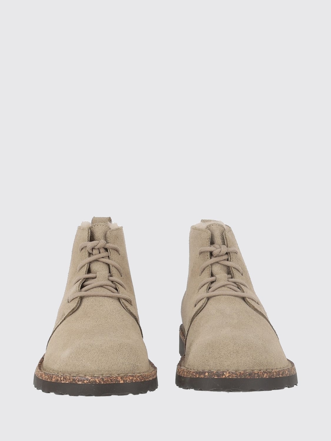 BIRKENSTOCK STIVALI: Stivaletti stringati Uppsala Mid Birkenstock in pelle scamosciata foderati in shearling, Tortora - Img 3