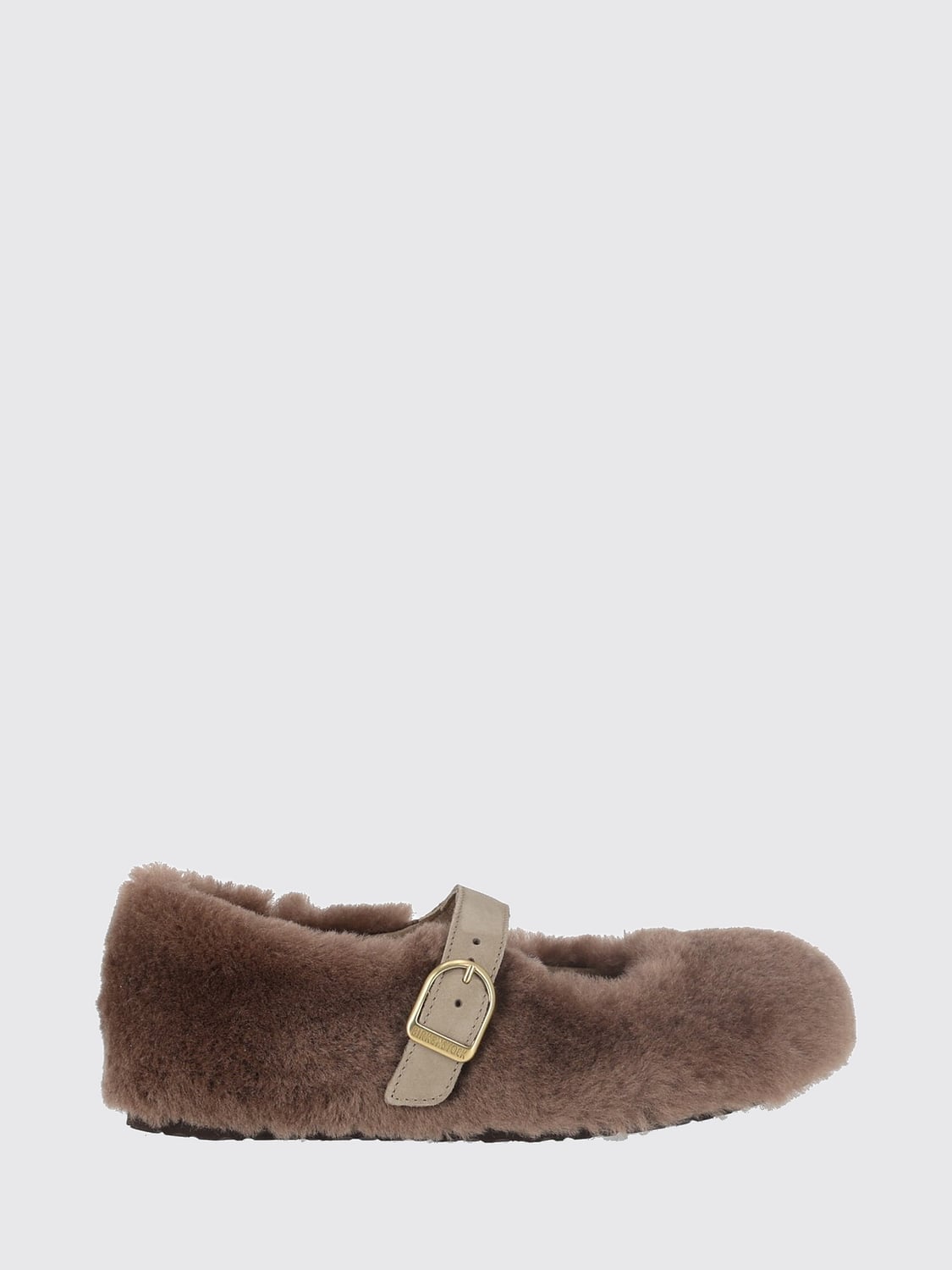 BIRKENSTOCK BALLERINE: Mary Jane Santa Clarita Birkenstock in shearling con cinturino regolabile, Grigio - Img 1