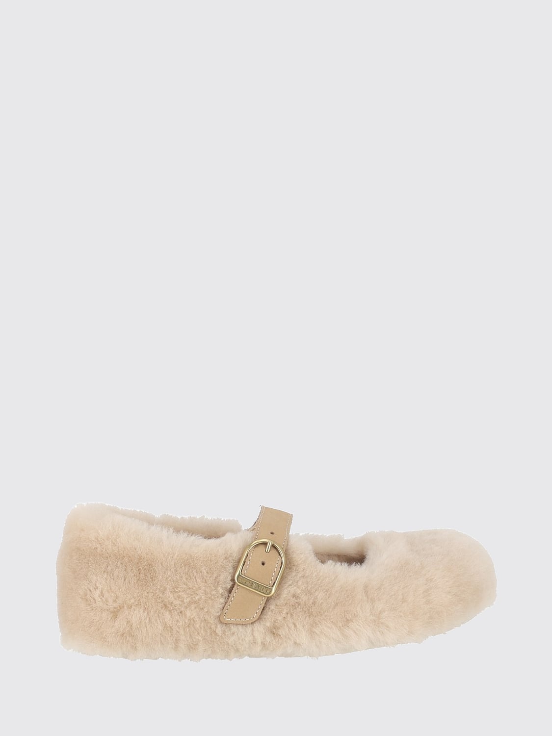 BIRKENSTOCK BALLERINE: Mary Jane Santa Clarita Birkenstock in shearling con cinturino regolabile, Beige - Img 1
