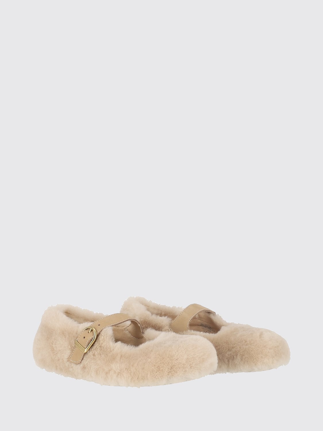 BIRKENSTOCK BALLERINE: Mary Jane Santa Clarita Birkenstock in shearling con cinturino regolabile, Beige - Img 2