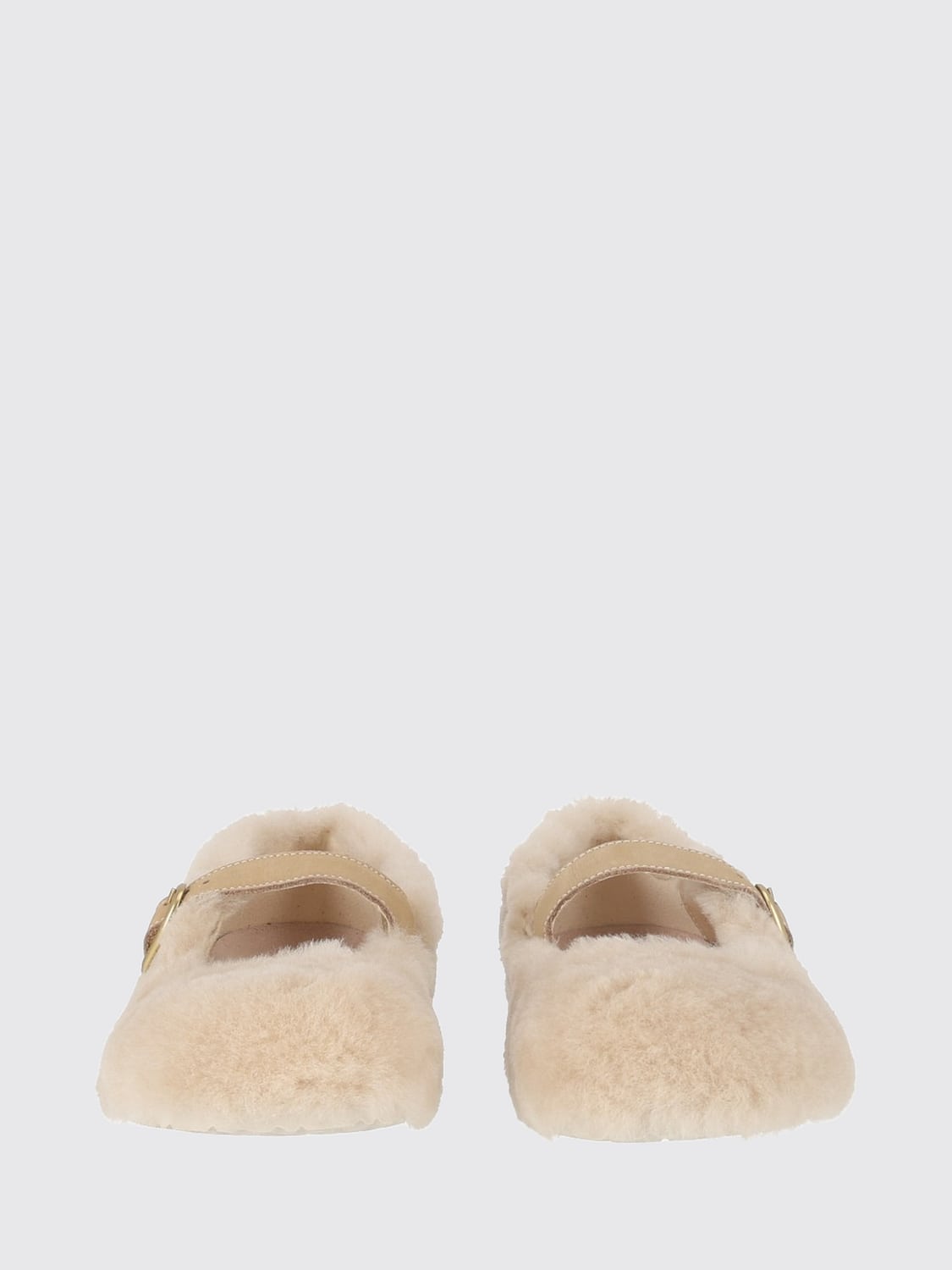 BIRKENSTOCK BALLERINE: Mary Jane Santa Clarita Birkenstock in shearling con cinturino regolabile, Beige - Img 3