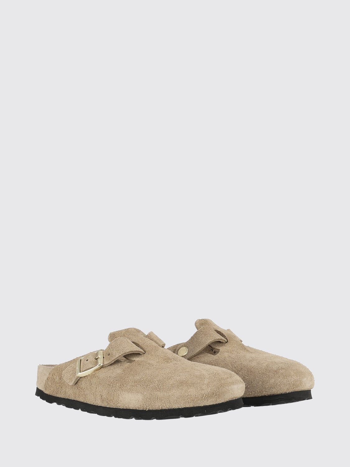BIRKENSTOCK SCARPE: Mules Boston Birkenstock in pelle scamosciata con cinturino regolabile, Tortora - Img 2