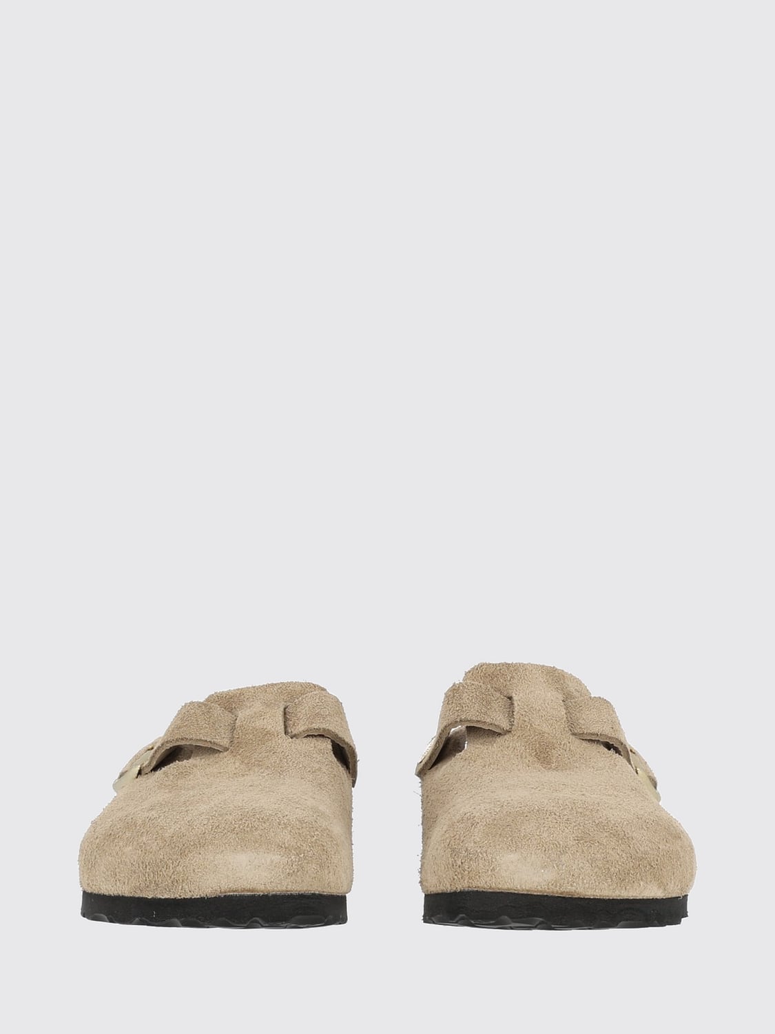 BIRKENSTOCK SCARPE: Mules Boston Birkenstock in pelle scamosciata con cinturino regolabile, Tortora - Img 3