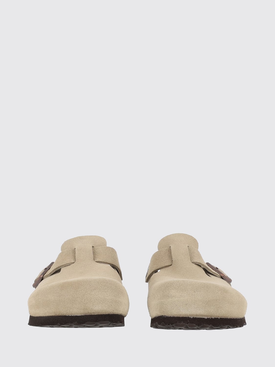 BIRKENSTOCK SCARPE: Mules Boston Birkenstock in pelle scamosciata con cinturino regolabile, Tortora - Img 3