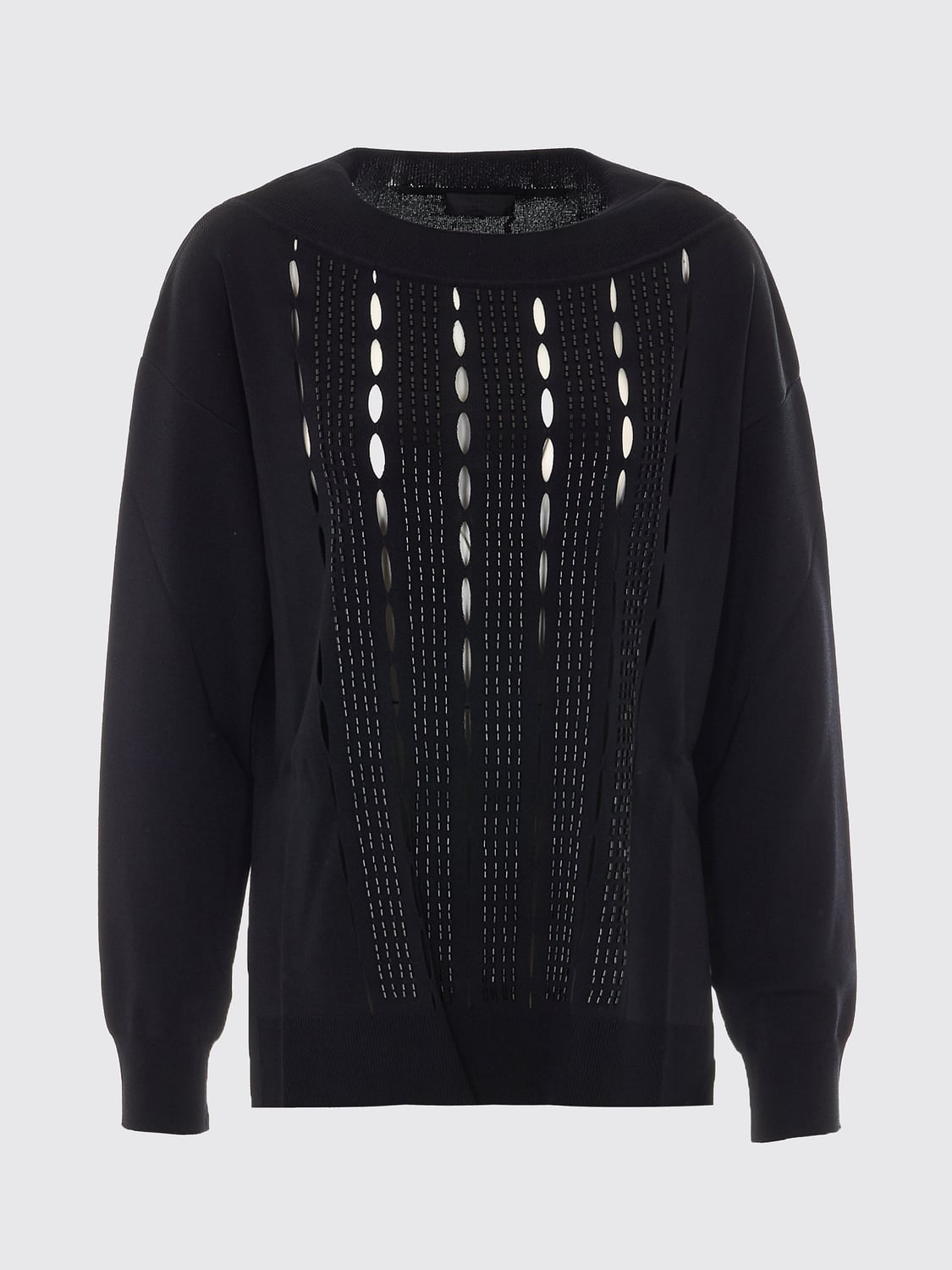LIU JO PULL: Pull à col rond Liu Jo en viscose mélangée avec travail ajouré et perles, Noir - Img 2