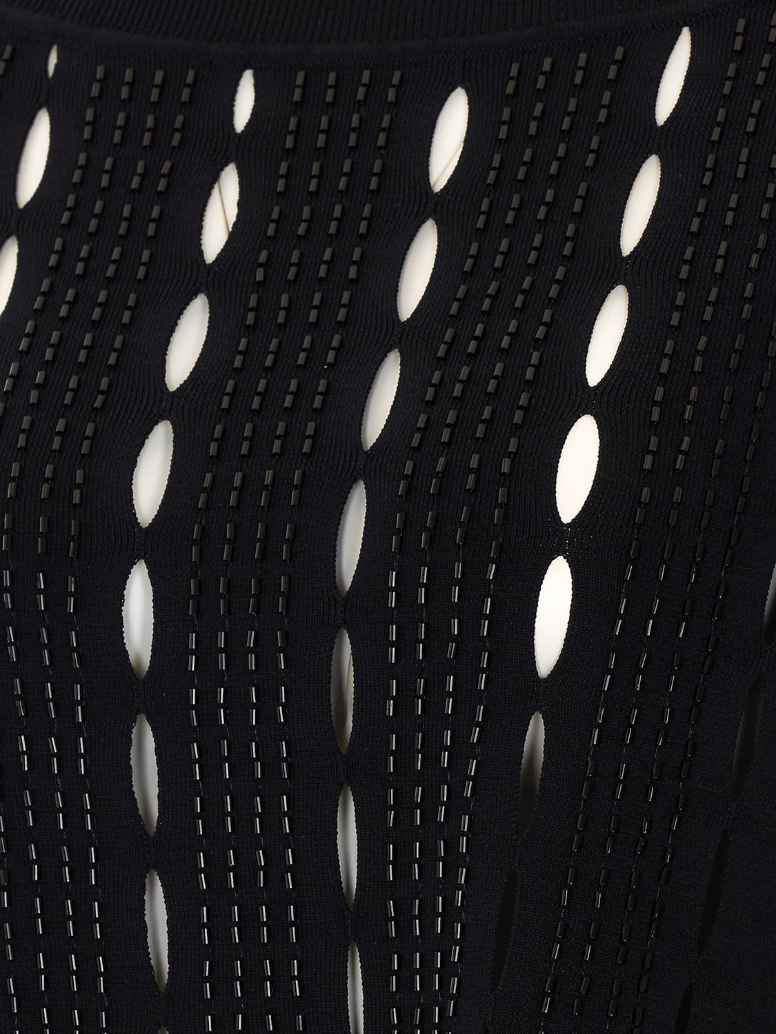LIU JO PULL: Pull à col rond Liu Jo en viscose mélangée avec travail ajouré et perles, Noir - Img 4