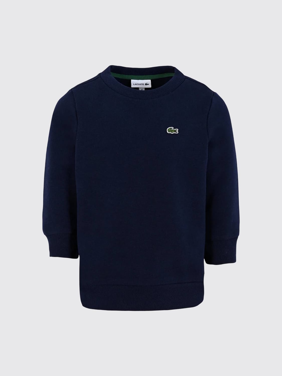 LACOSTE SWEATER: Lacoste Boy's Cotton Blend Crewneck Jumper with Contrasting Logo, Marine - Img 1