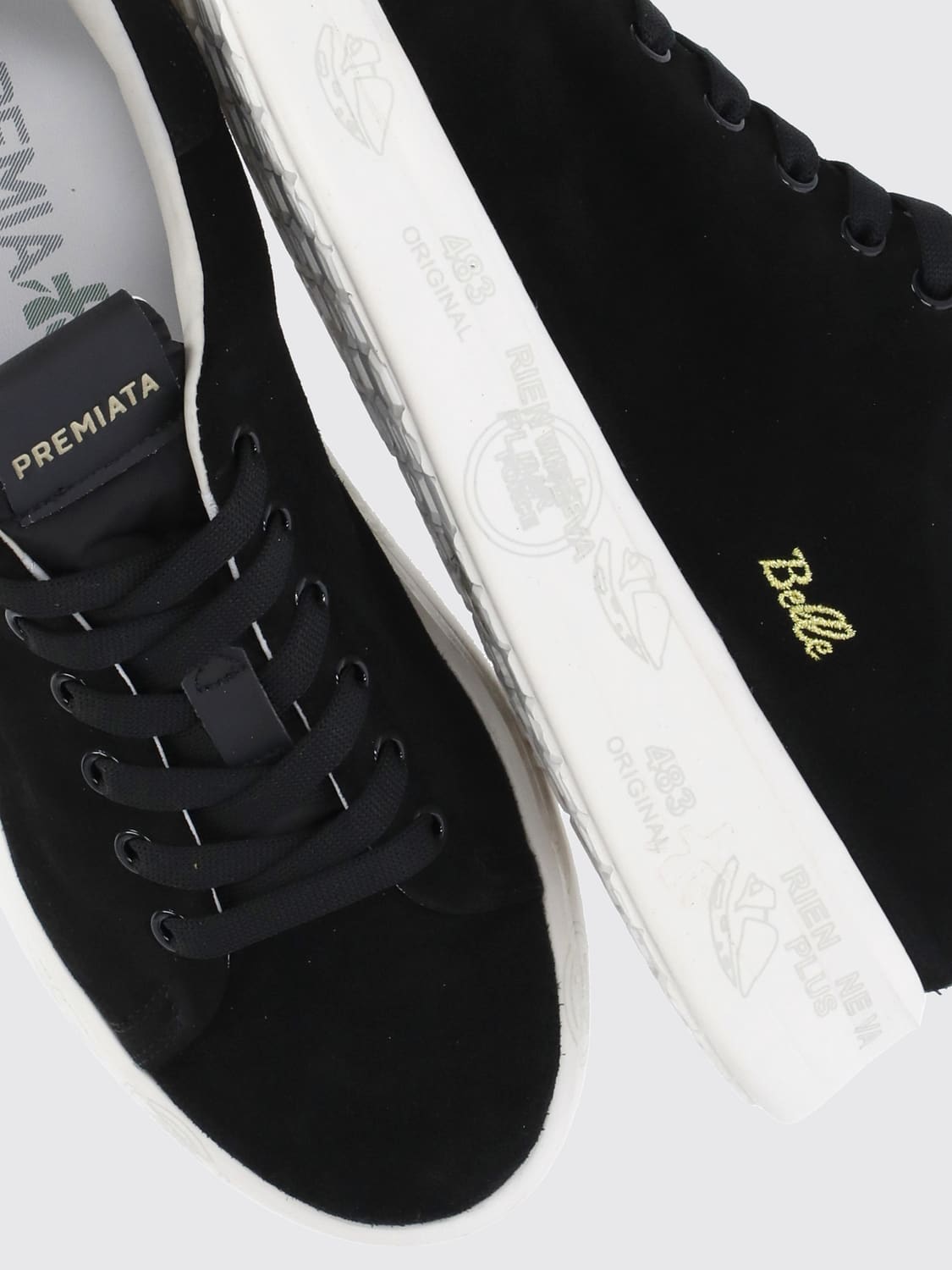 PREMIATA BASKETS: Baskets Belle Premiata bicolores en cuir et suède à semelle chunky, Noir - Img 4