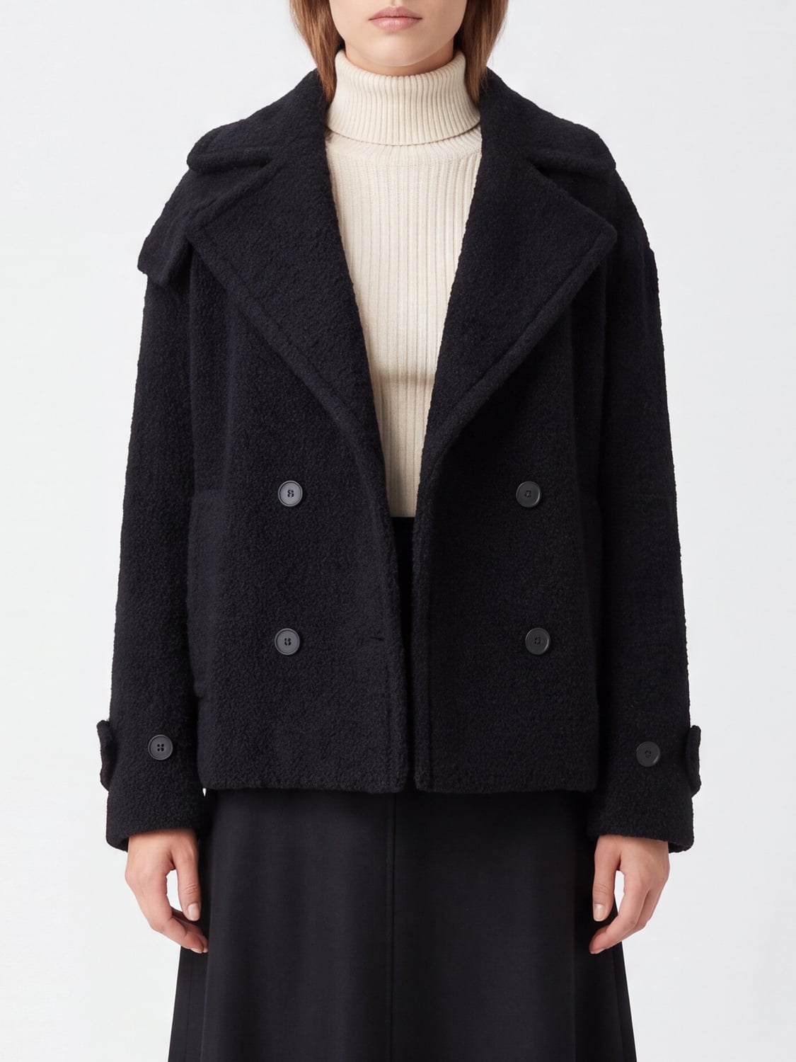 TAGLIATORE COAT: Double-Breasted Wool Blend Caban Coat with Dropped Shoulders Tagliatore, Blue - Img 1