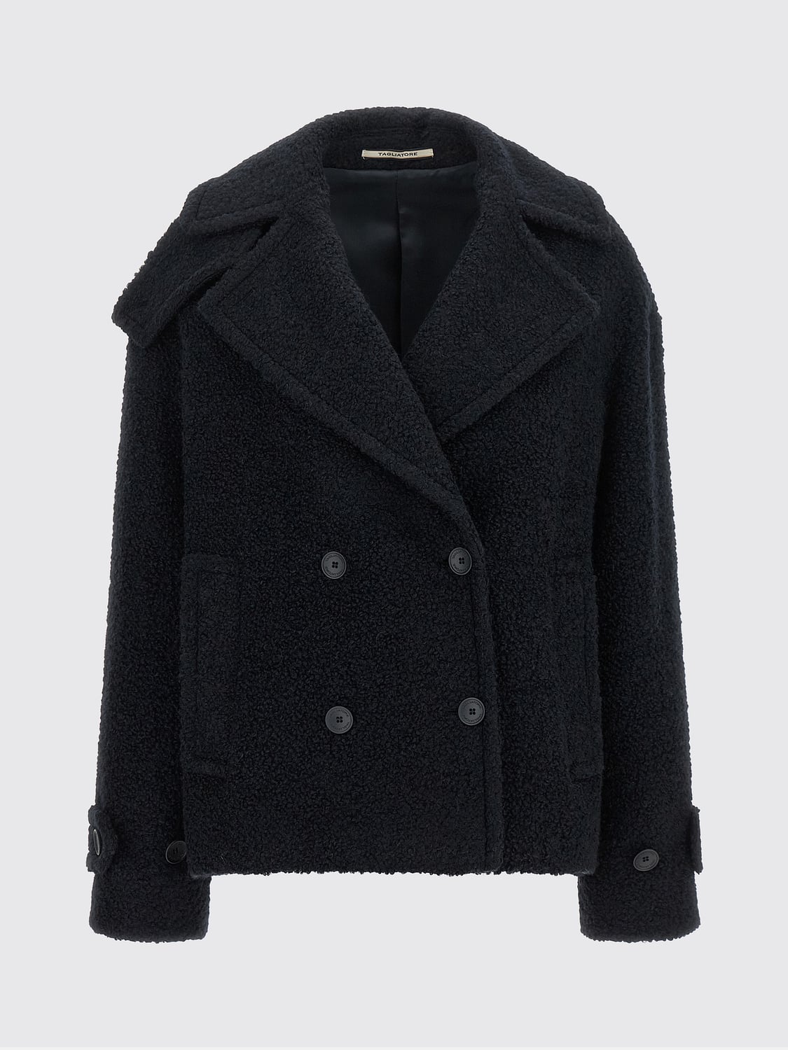 TAGLIATORE COAT: Double-Breasted Wool Blend Caban Coat with Dropped Shoulders Tagliatore, Blue - Img 2