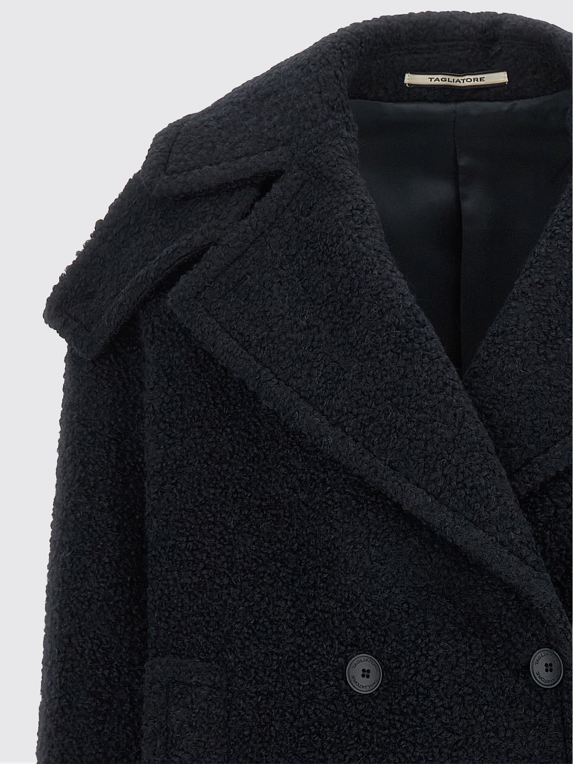 TAGLIATORE COAT: Double-Breasted Wool Blend Caban Coat with Dropped Shoulders Tagliatore, Blue - Img 4