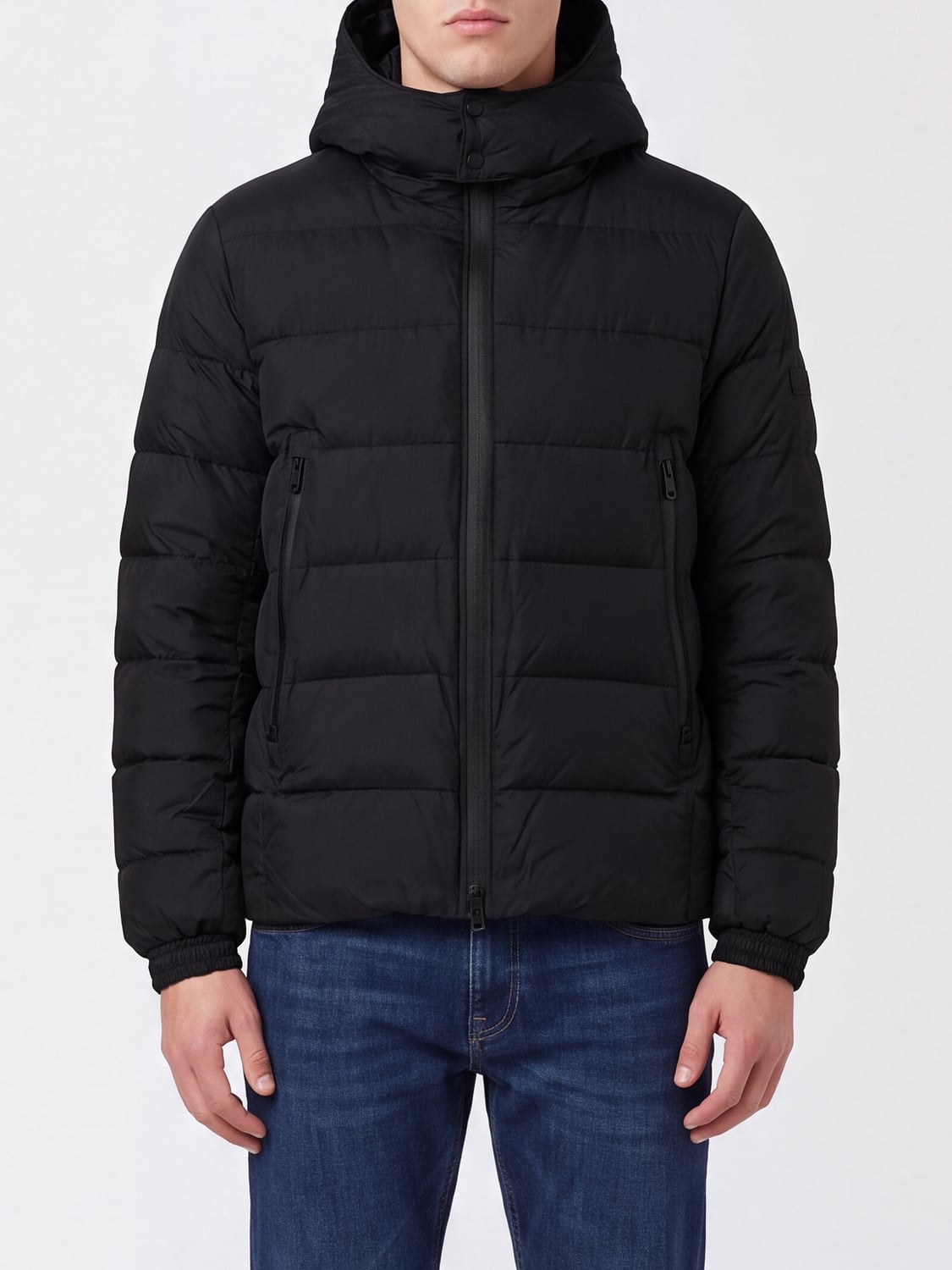 TATRAS JACKET: Tatras Short Quilted Nylon Puffer Jacket with Hood and Elasticated Cuffs, Black - Img 1