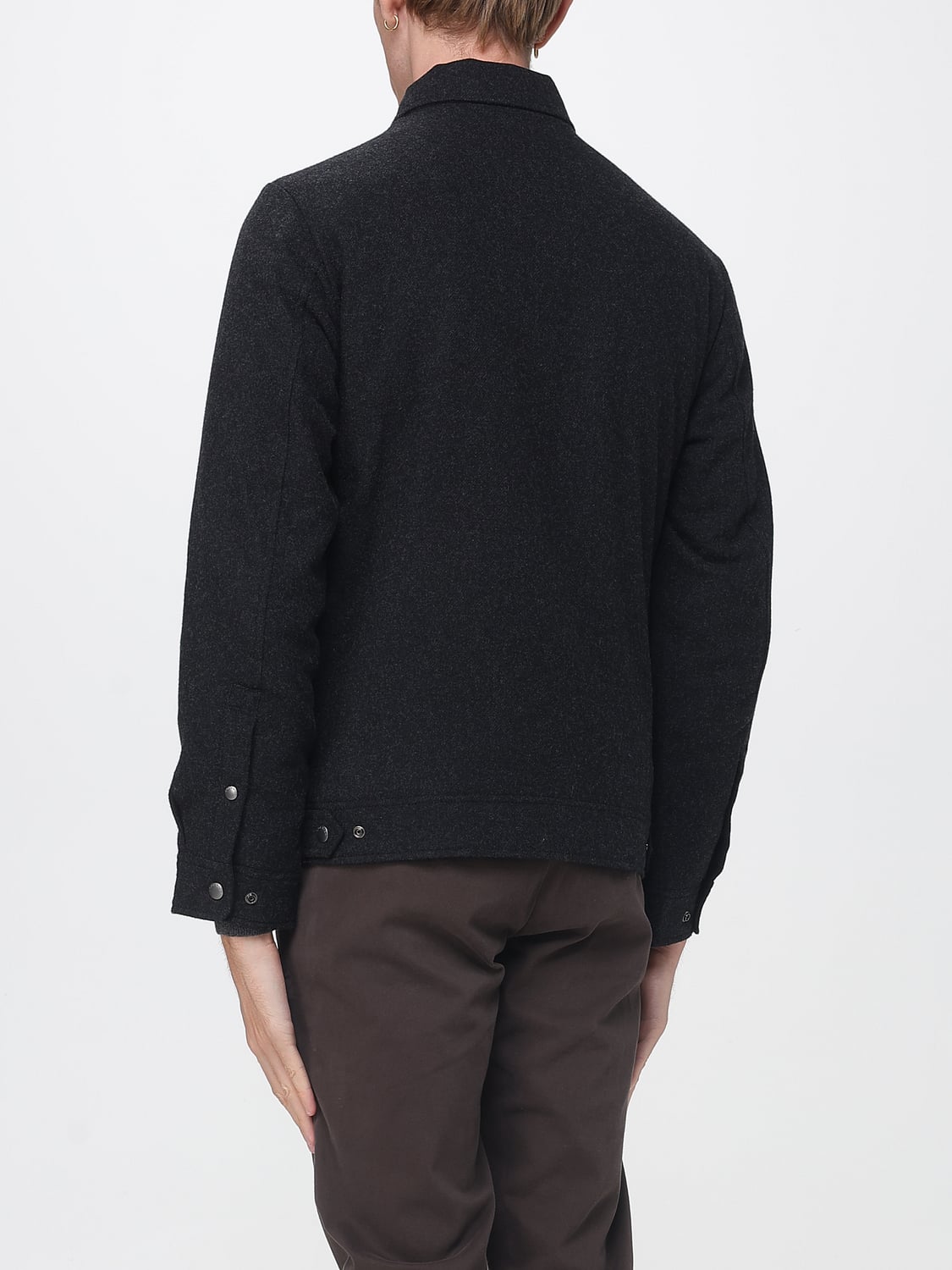 WOOLRICH COAT: Woolrich Wool Blend Short Shirt Coat with Slit Pockets, Black - Img 2