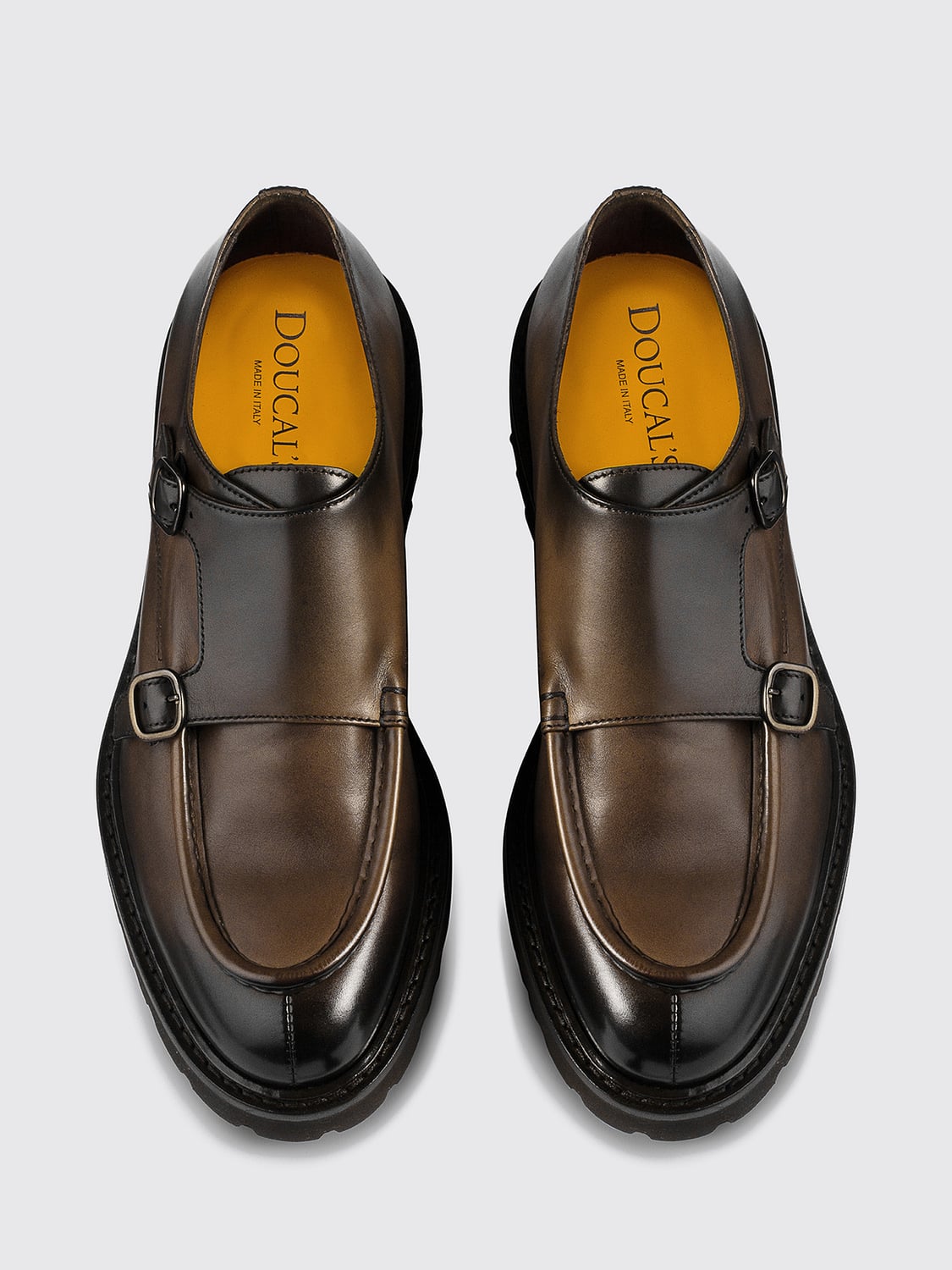 DOUCAL'S SCHNÜRSCHUHE: Doucal's Doppel-Monk-Strap-Schuhe aus glattem Kalbsleder mit Gummisohle, Braun - Img 3