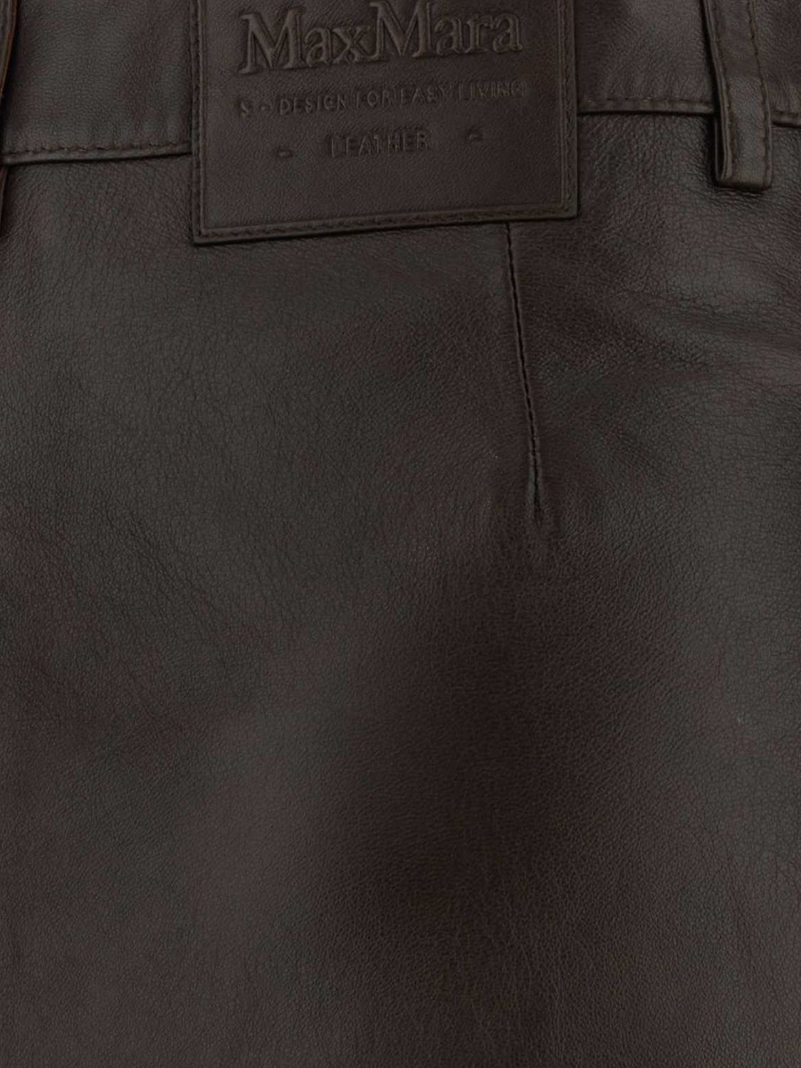 'S MAX MARA ROCK: Hoch taillierter Midi-Bleistiftrock 'S Max Mara aus glattem Lammleder, Braun - Img 4