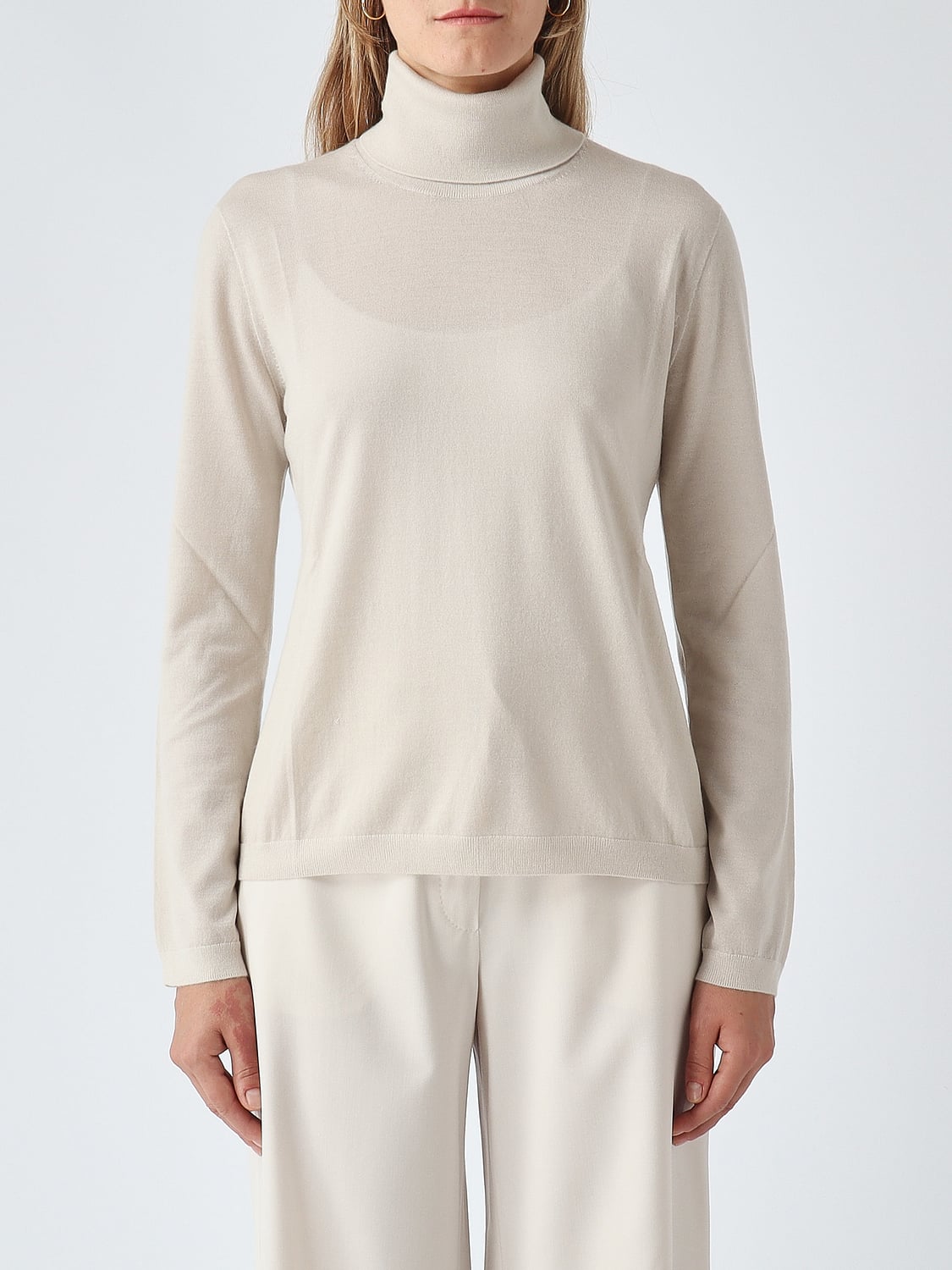 MM MAX MARA PULLOVER: MM Max Mara Langarm-Rollkragenpullover aus Schurwolle und Kaschmir, Ice - Img 1