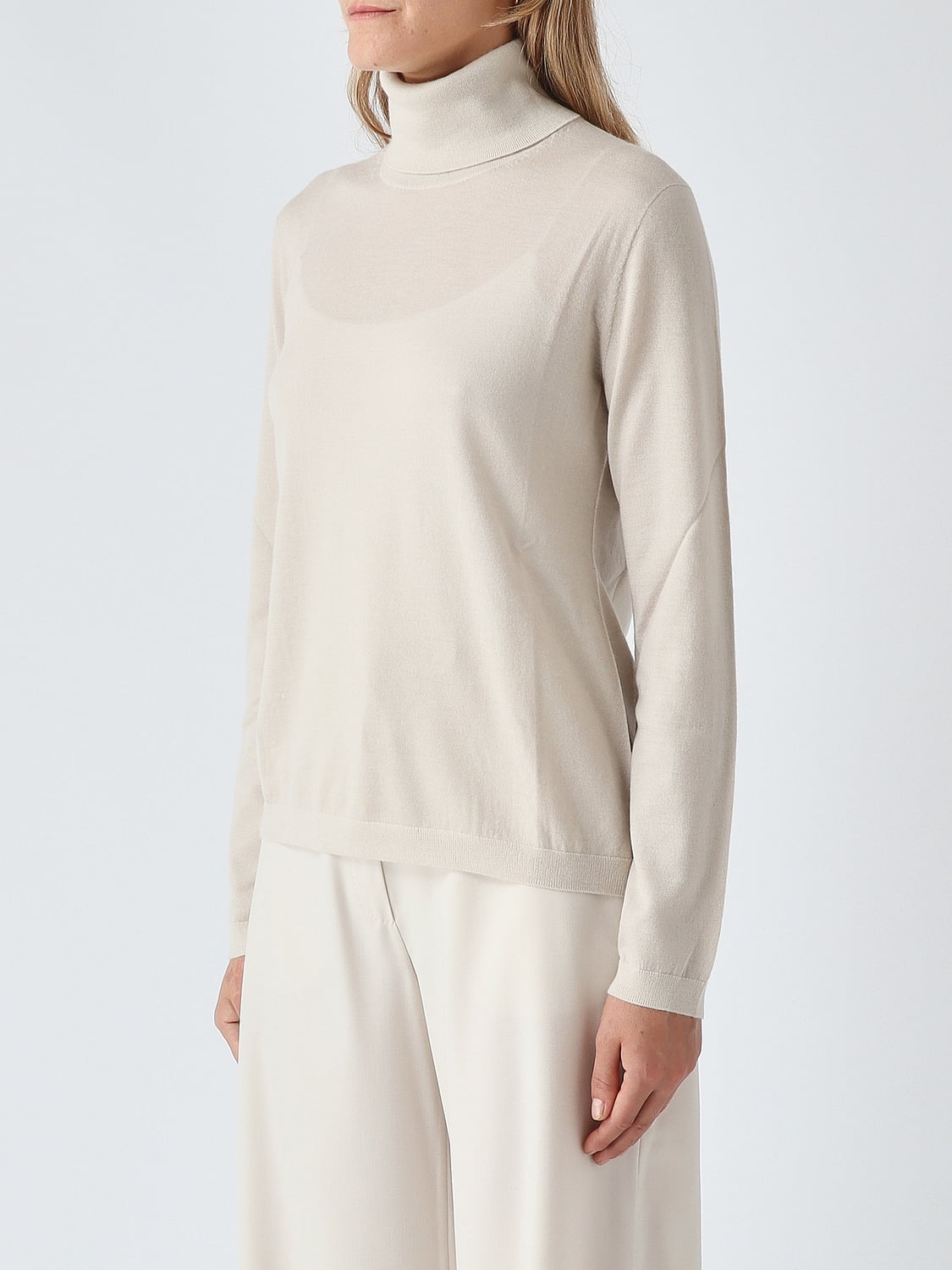 MM MAX MARA PULLOVER: MM Max Mara Langarm-Rollkragenpullover aus Schurwolle und Kaschmir, Ice - Img 4
