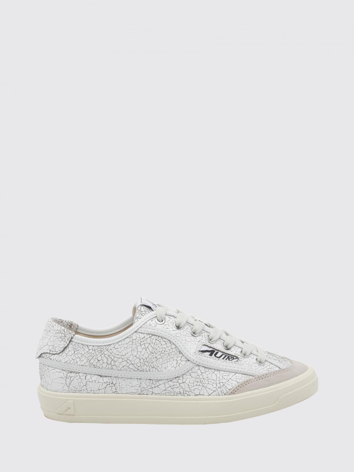 AUTRY SNEAKERS: Autry Windscape Low-Top-Sneaker aus Leder in Crackle-Optik mit Logo, Weiß - Img 1
