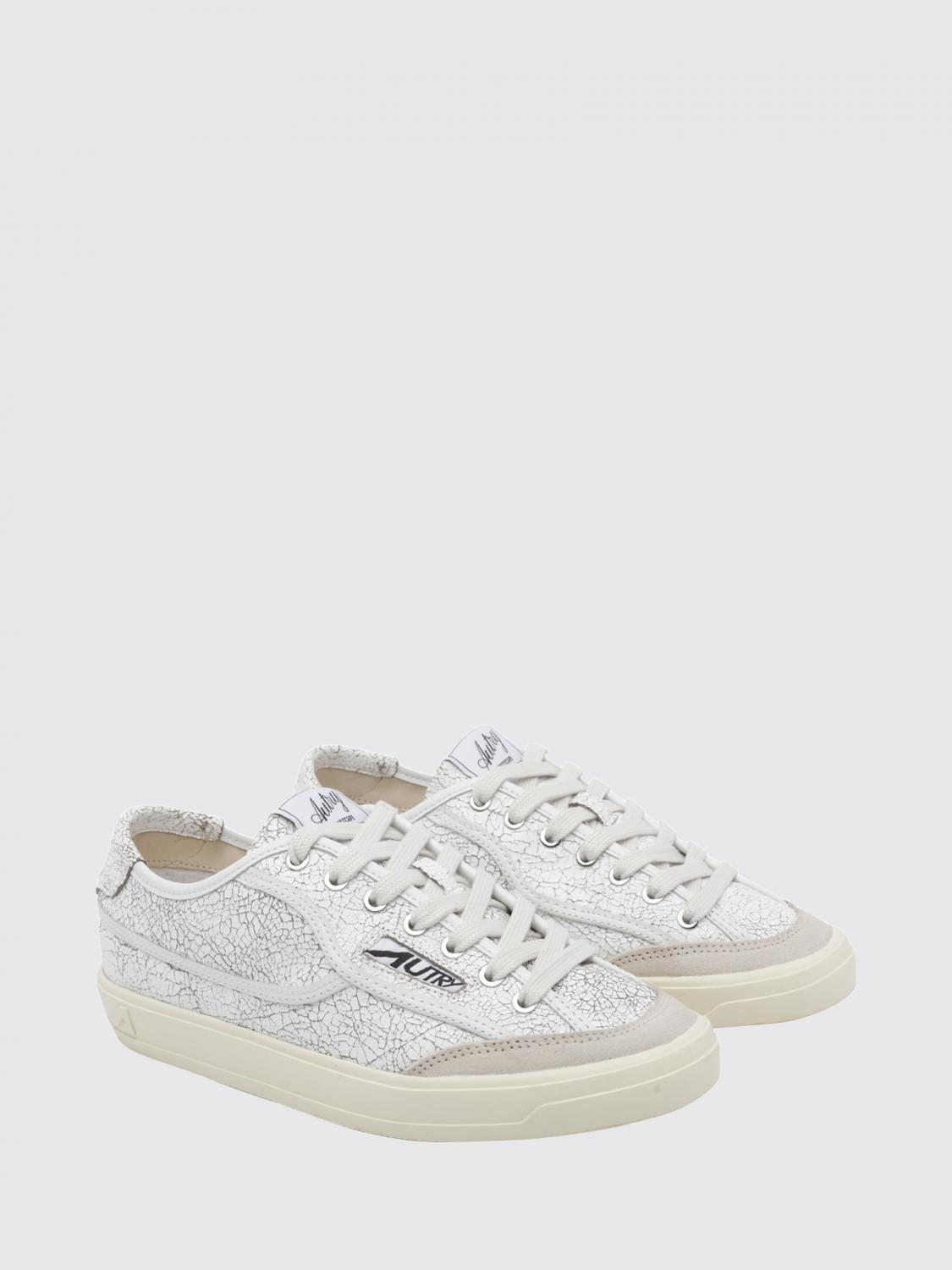 AUTRY SNEAKERS: Autry Windscape Low-Top-Sneaker aus Leder in Crackle-Optik mit Logo, Weiß - Img 2