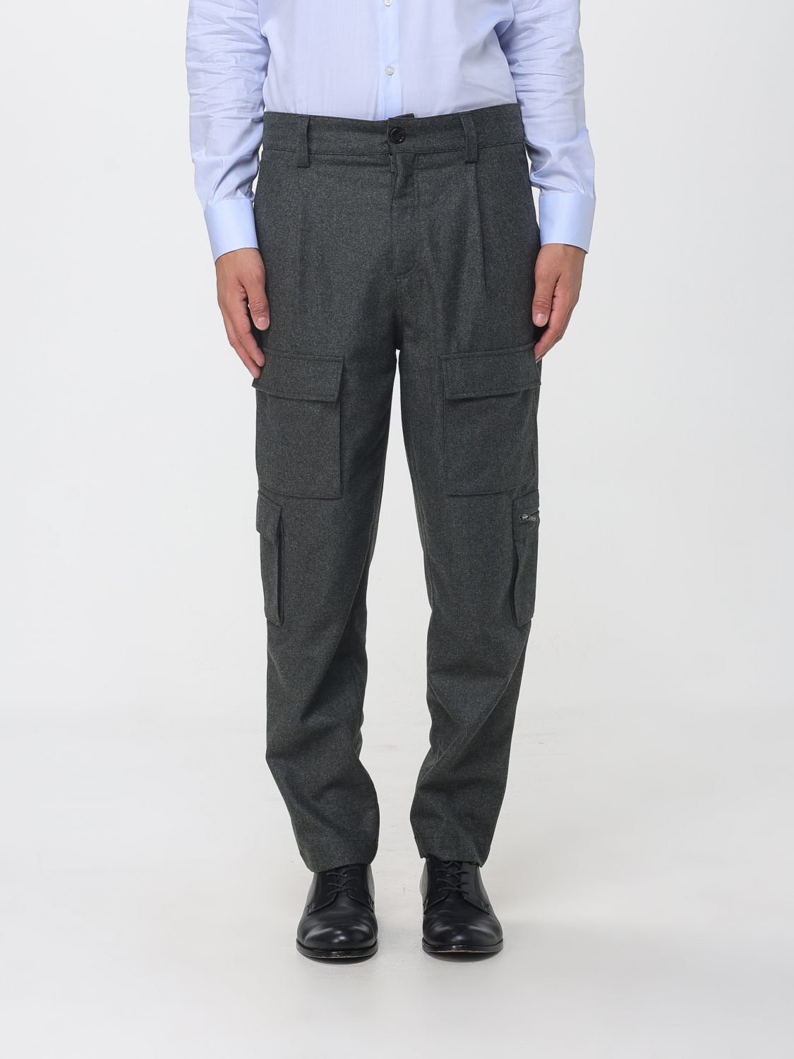 BRUNELLO CUCINELLI PANTS: Brunello Cucinelli Straight-Leg Virgin Wool Cargo Trousers, Green - Img 1