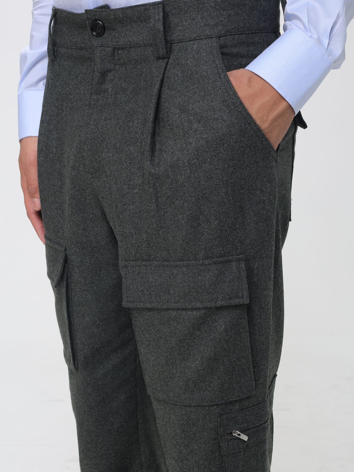 BRUNELLO CUCINELLI PANTS: Brunello Cucinelli Straight-Leg Virgin Wool Cargo Trousers, Green - Img 5