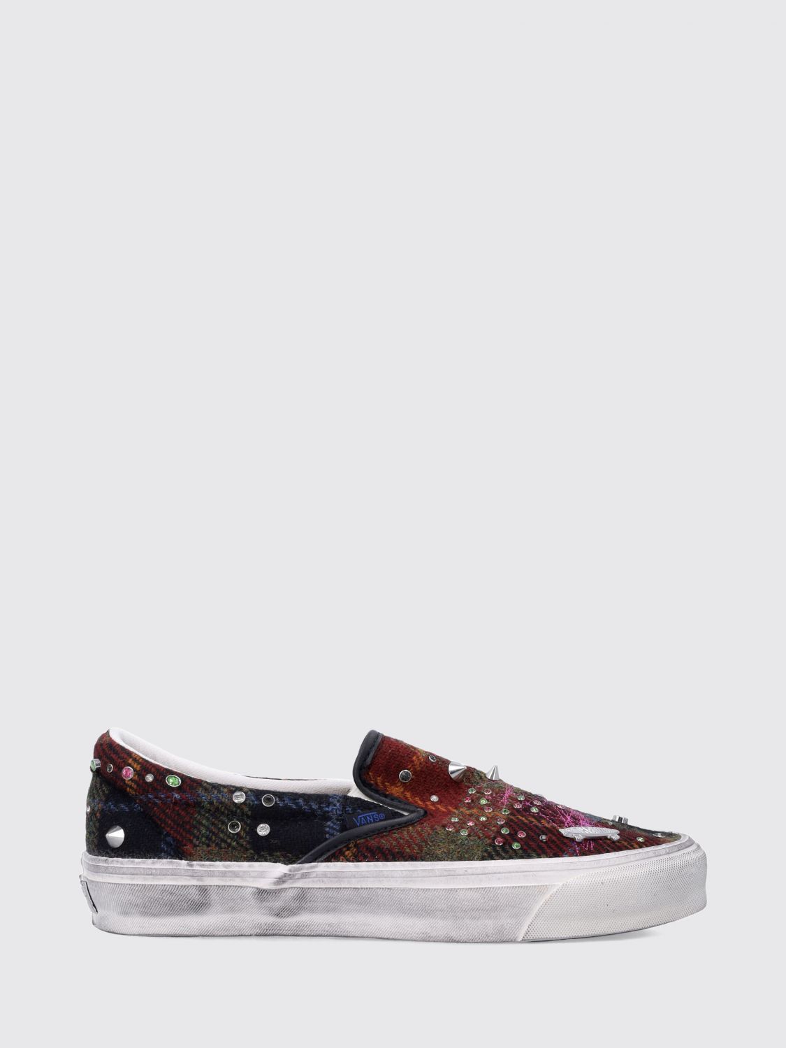 VANS TRAINERS: Vans LX Classic Slip-On 98 Checkerboard Cotton Canvas Sneakers, Red - Img 1