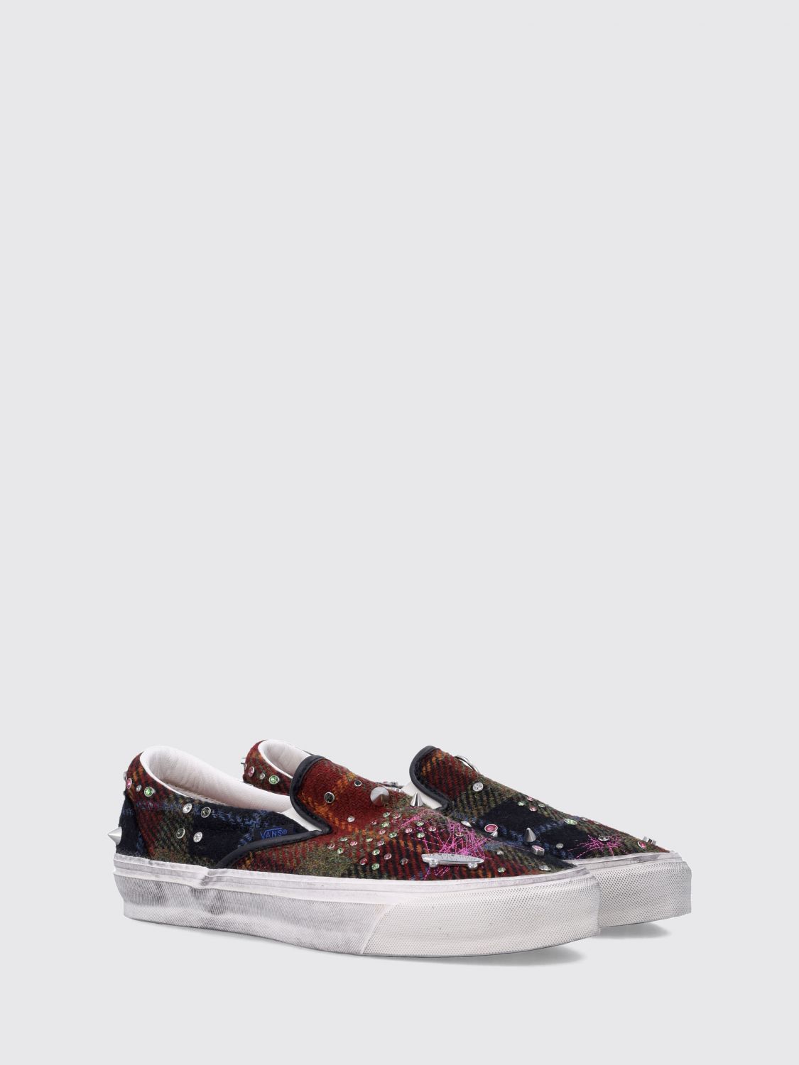 VANS TRAINERS: Vans LX Classic Slip-On 98 Checkerboard Cotton Canvas Sneakers, Red - Img 4