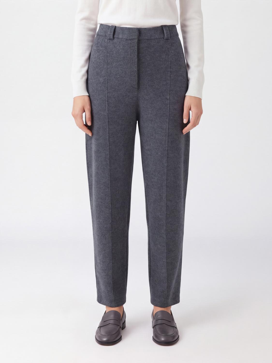 LISA YANG PANTALON: Pantalon droit Lisa Yang en maille de pur cachemire à taille mi-haute, Gris - Img 1