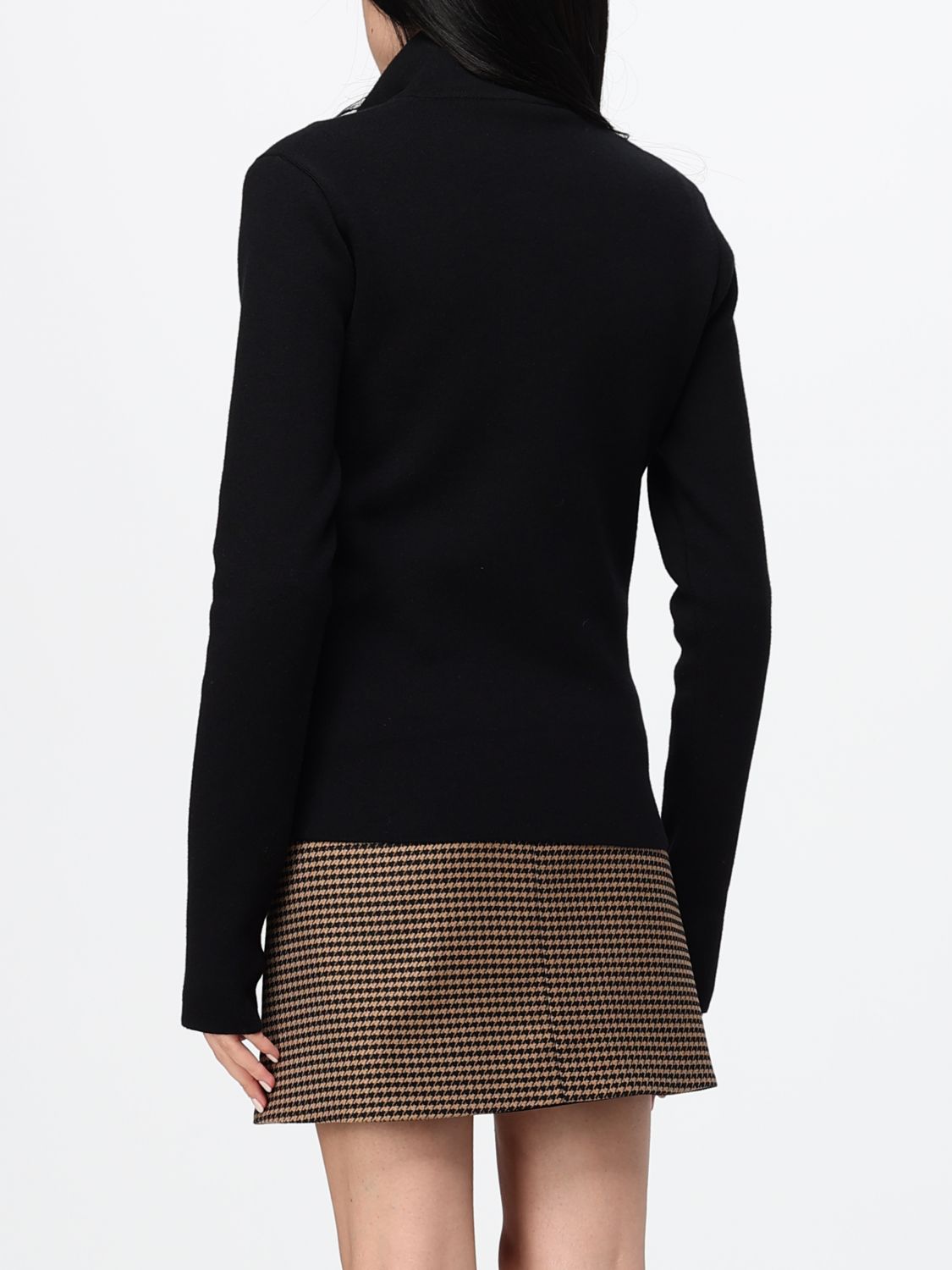 COURRÈGES PULL: Pull Courrèges ajusté à col roulé en laine avec zip et logo contrastant, Noir - Img 3