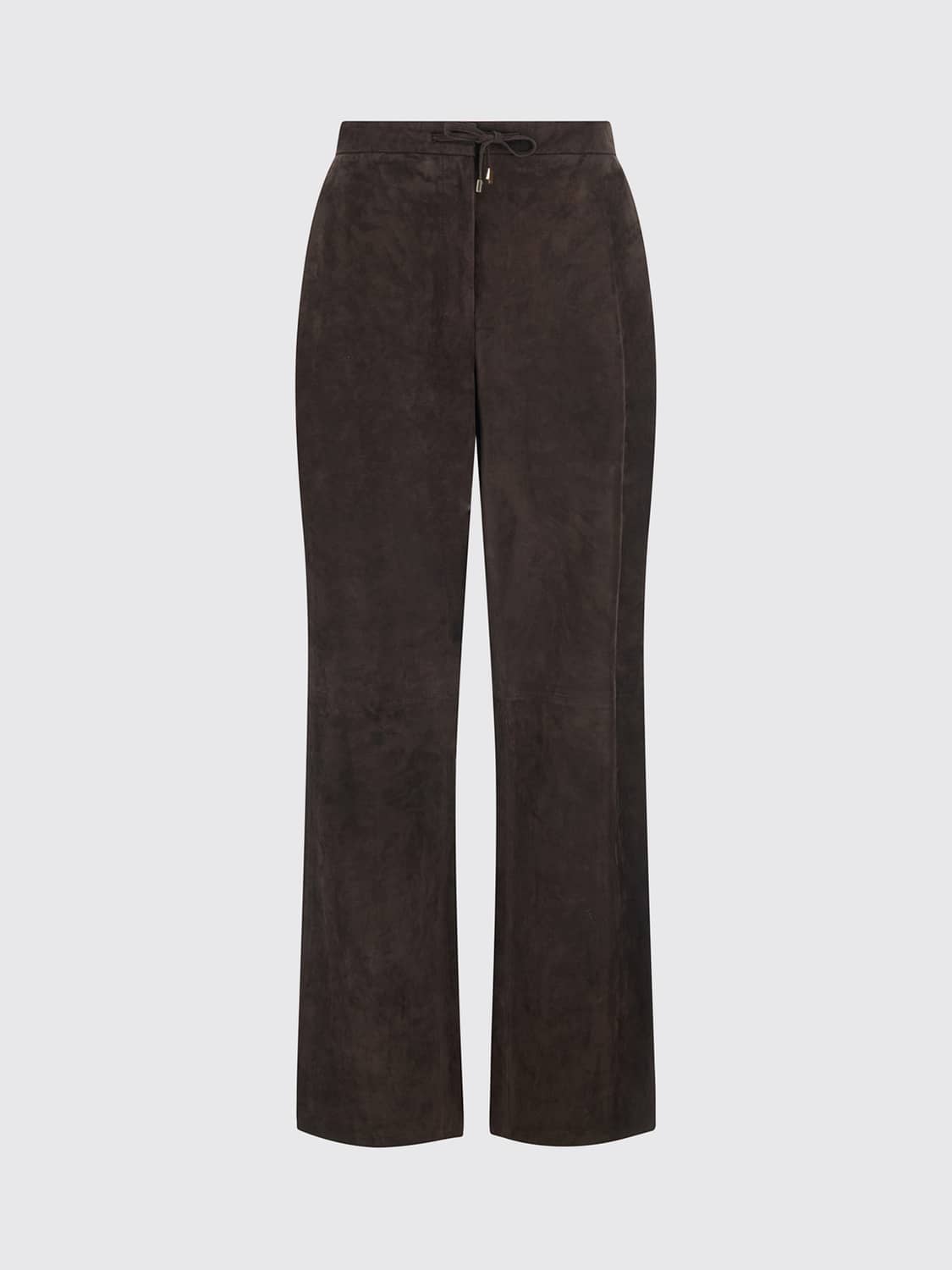 'S MAX MARA HOSE: Weit geschnittene Hose von 'S Max Mara aus Veloursleder mit hoher Taille, Braun - Img 2