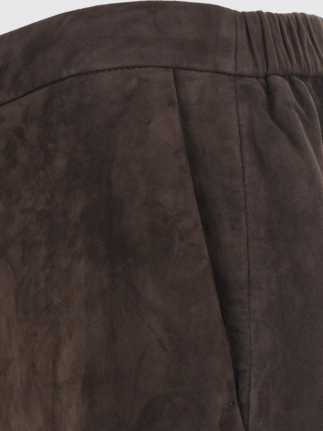 'S MAX MARA HOSE: Weit geschnittene Hose von 'S Max Mara aus Veloursleder mit hoher Taille, Braun - Img 4