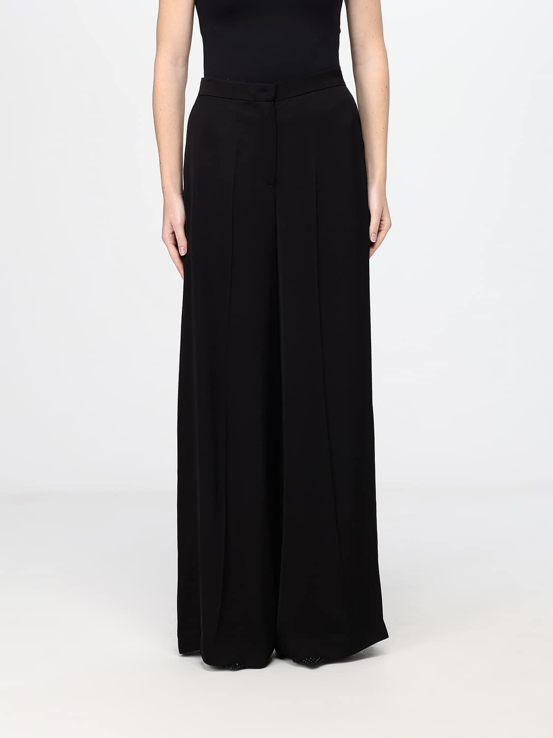 MEIMEIJ HOSE: Palazzo-Hose von Meimeij aus Satin mit weitem Bein und mittlerer Leibhöhe, Schwarz - Img 1